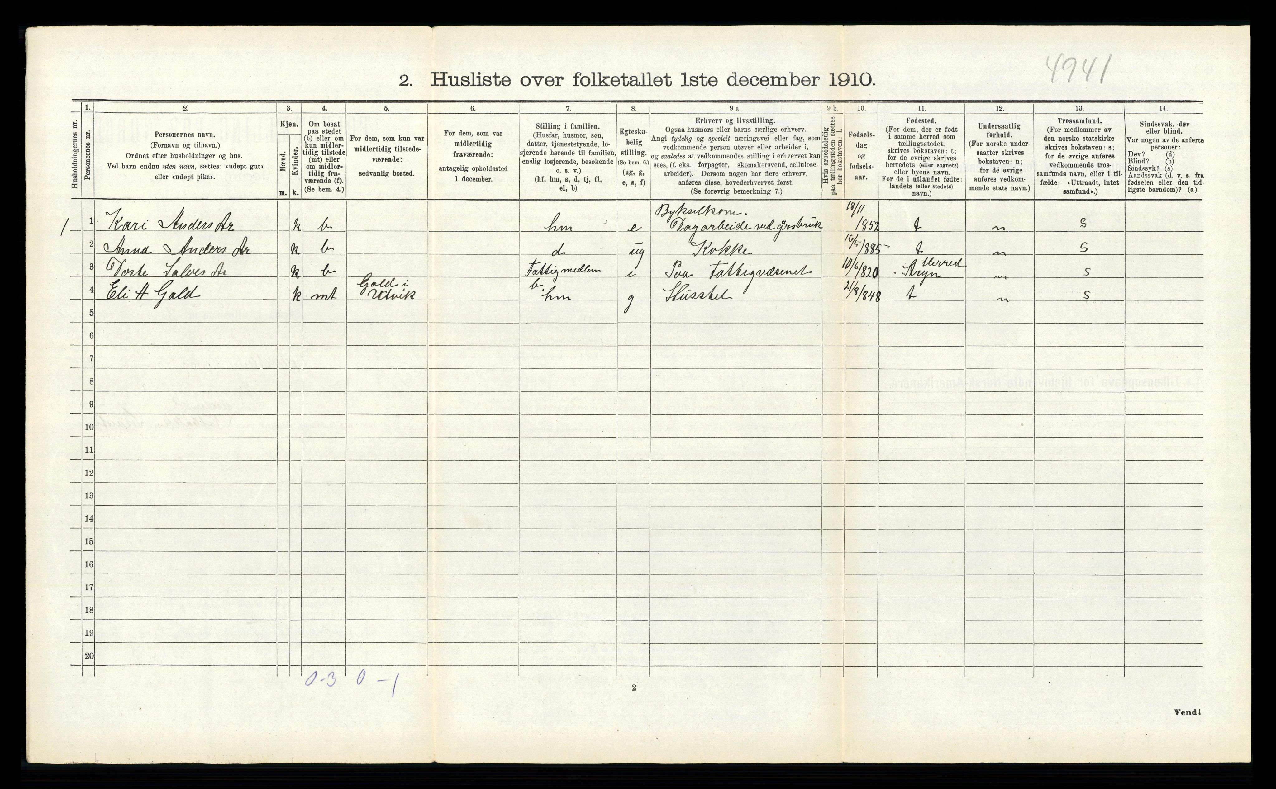RA, 1910 census for Innvik, 1910, p. 643