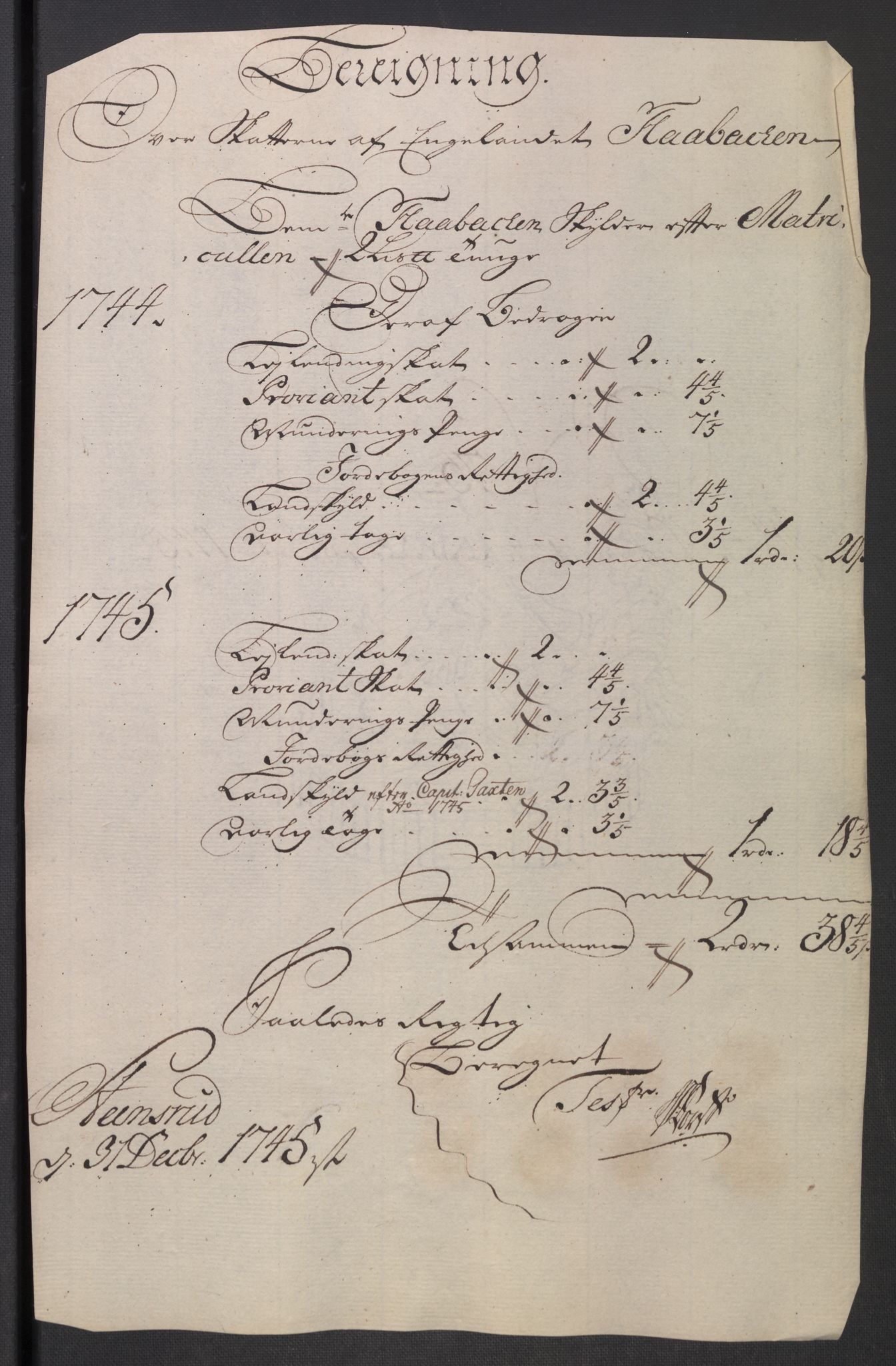 Rentekammeret inntil 1814, Reviderte regnskaper, Fogderegnskap, AV/RA-EA-4092/R18/L1345: Fogderegnskap Hadeland, Toten og Valdres, 1745-1746, p. 308