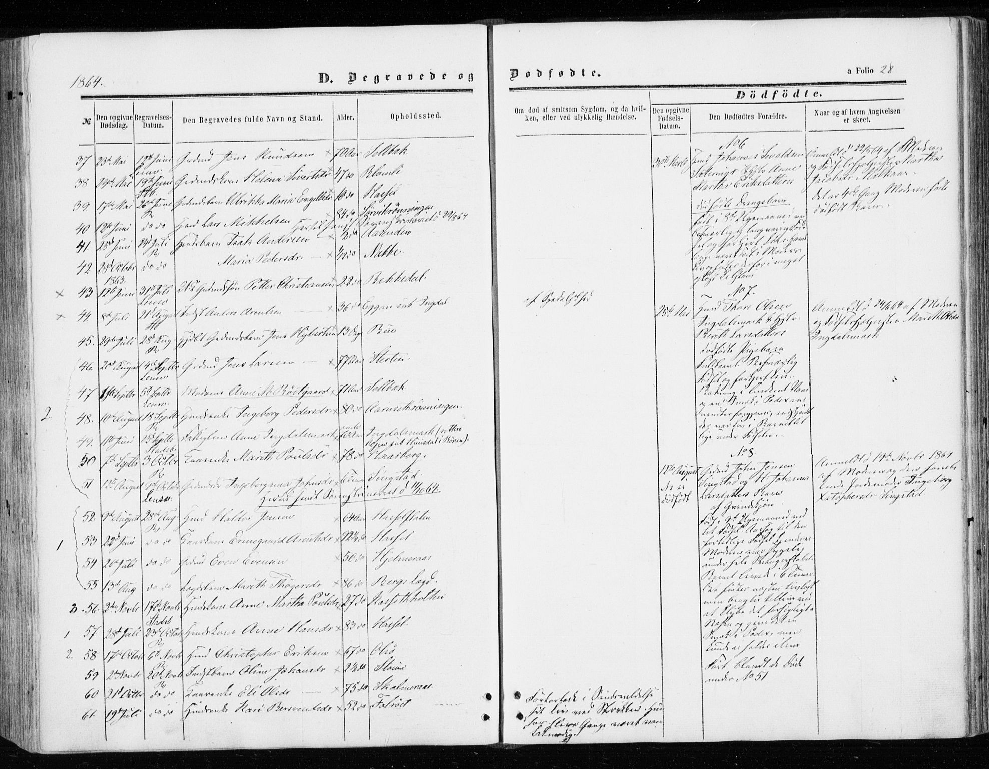 Ministerialprotokoller, klokkerbøker og fødselsregistre - Sør-Trøndelag, SAT/A-1456/646/L0612: Parish register (official) no. 646A10, 1858-1869, p. 28