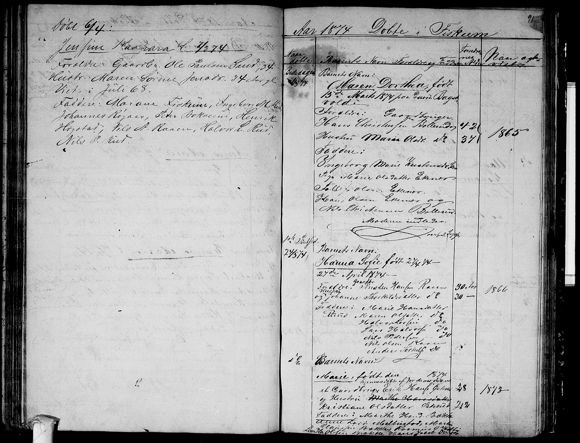 Fiskum kirkebøker, AV/SAKO-A-15/G/Ga/L0003: Parish register (copy) no. 3, 1851-1878, p. 91