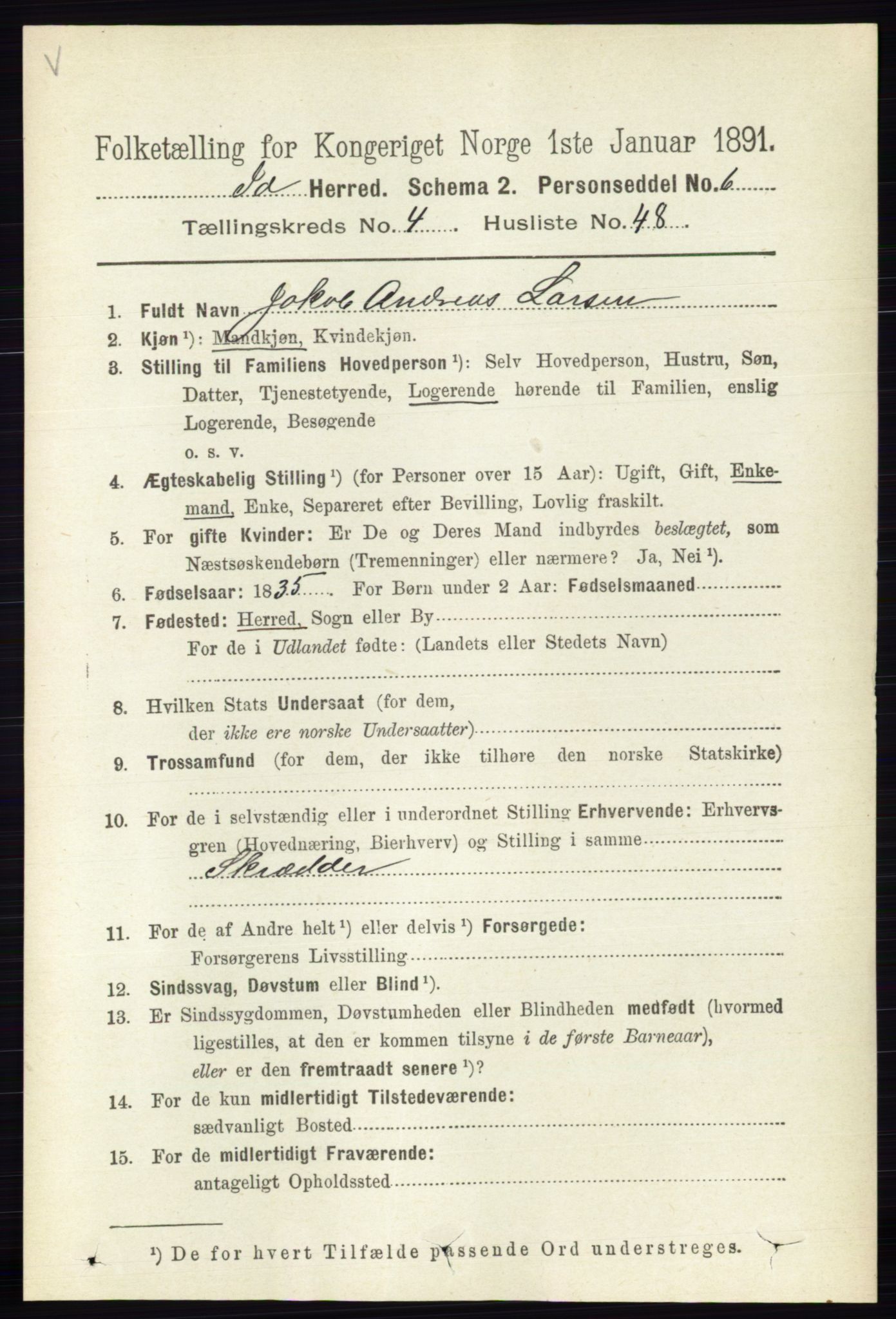 RA, 1891 census for 0117 Idd, 1891, p. 3154