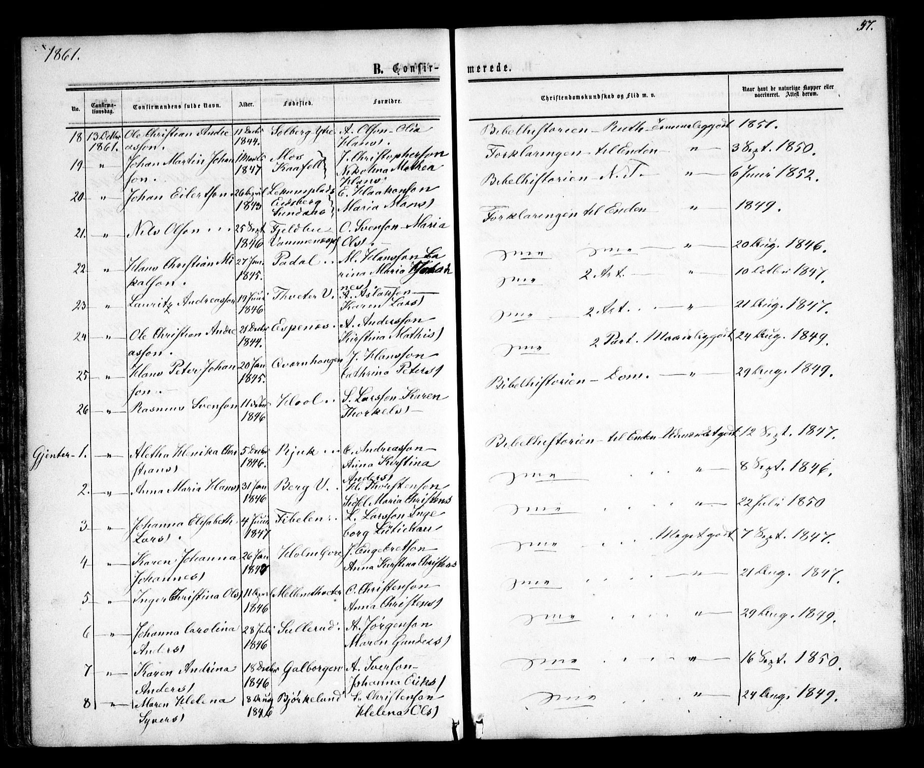 Skiptvet prestekontor Kirkebøker, SAO/A-20009/F/Fa/L0007: Parish register (official) no. 7, 1861-1866, p. 57