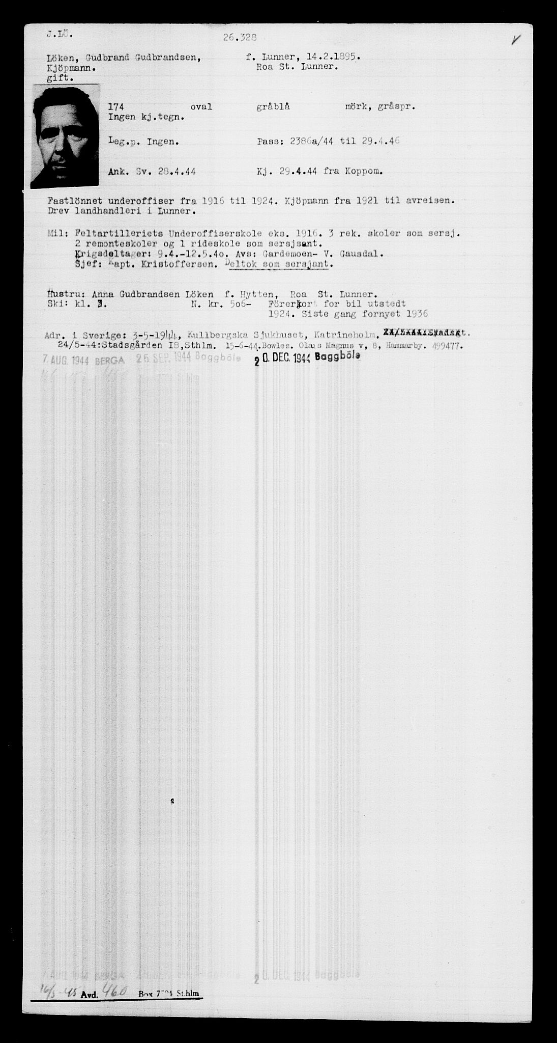 Den Kgl. Norske Legasjons Flyktningskontor, RA/S-6753/V/Va/L0011: Kjesäterkartoteket.  Flyktningenr. 25300-28349, 1940-1945, p. 1085