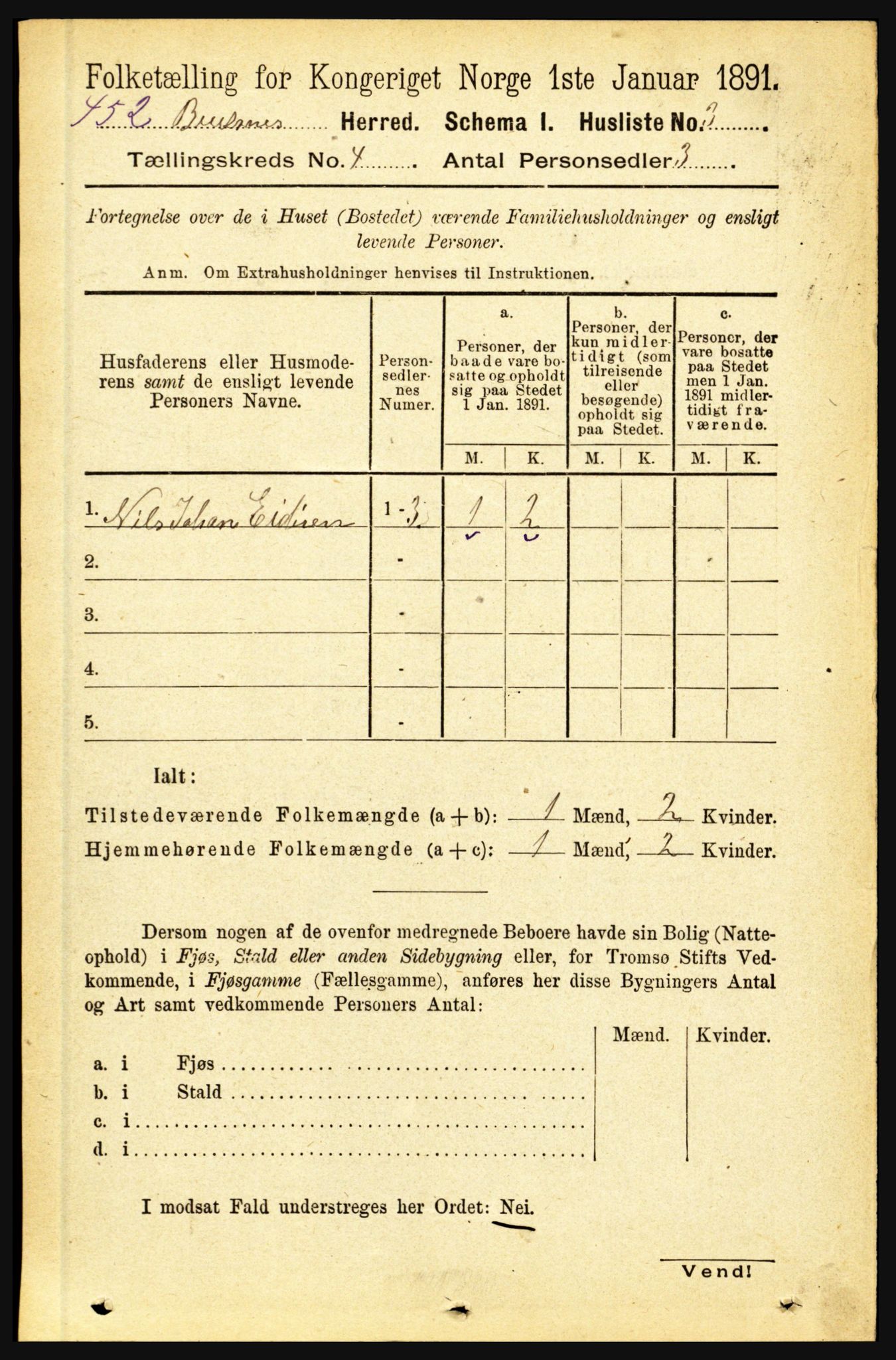 RA, 1891 census for 1860 Buksnes, 1891, p. 2903