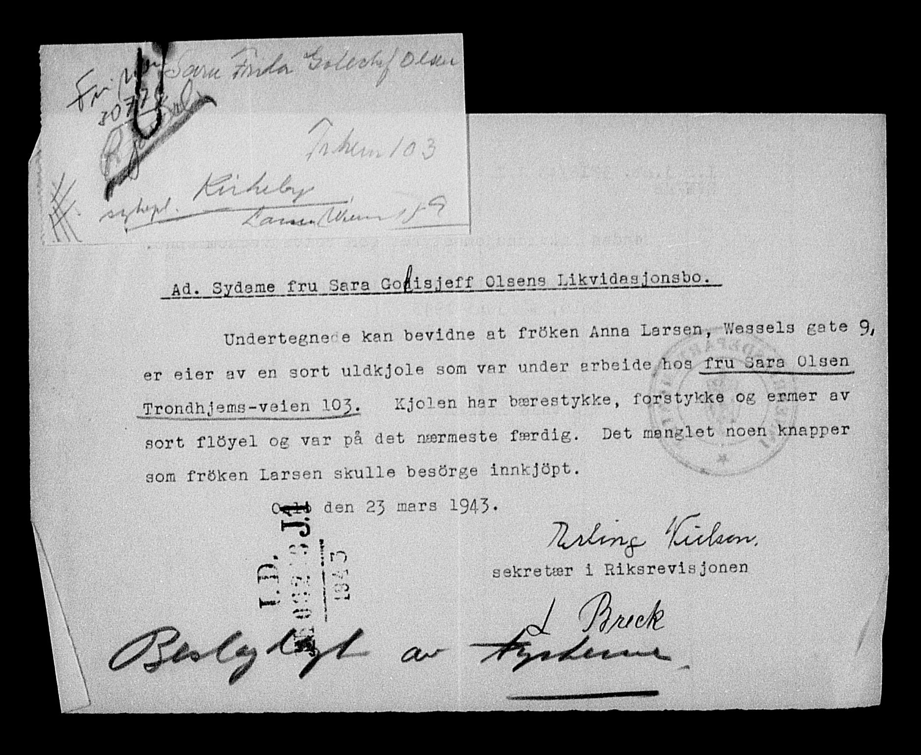 Justisdepartementet, Tilbakeføringskontoret for inndratte formuer, AV/RA-S-1564/H/Hc/Hcc/L0940: --, 1945-1947, p. 126