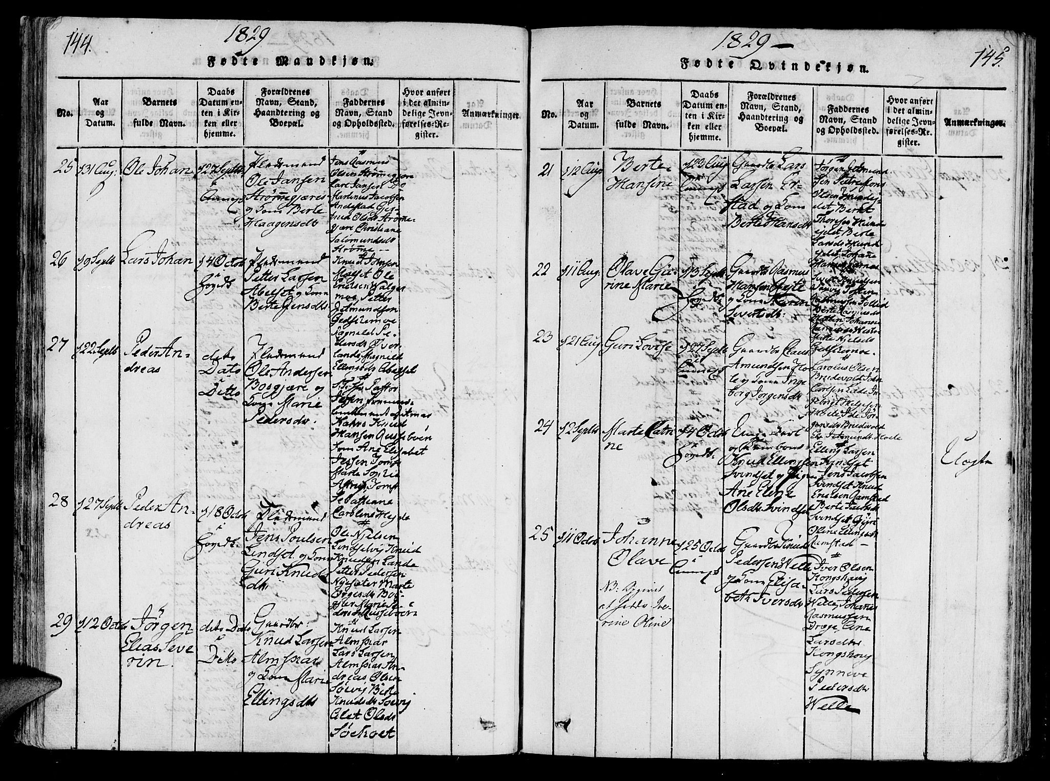 Ministerialprotokoller, klokkerbøker og fødselsregistre - Møre og Romsdal, AV/SAT-A-1454/522/L0310: Parish register (official) no. 522A05, 1816-1832, p. 144-145