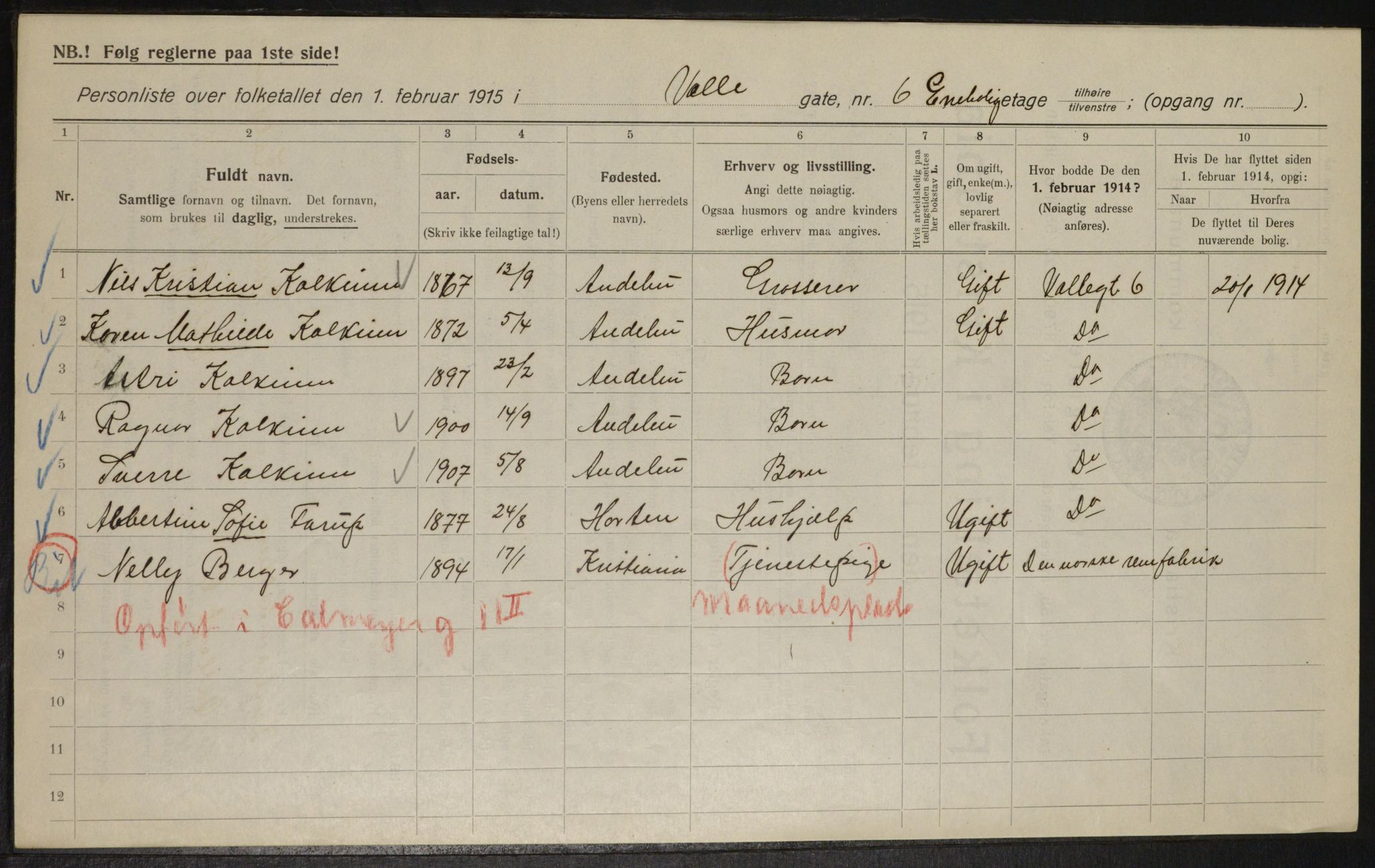 OBA, Municipal Census 1915 for Kristiania, 1915, p. 122534