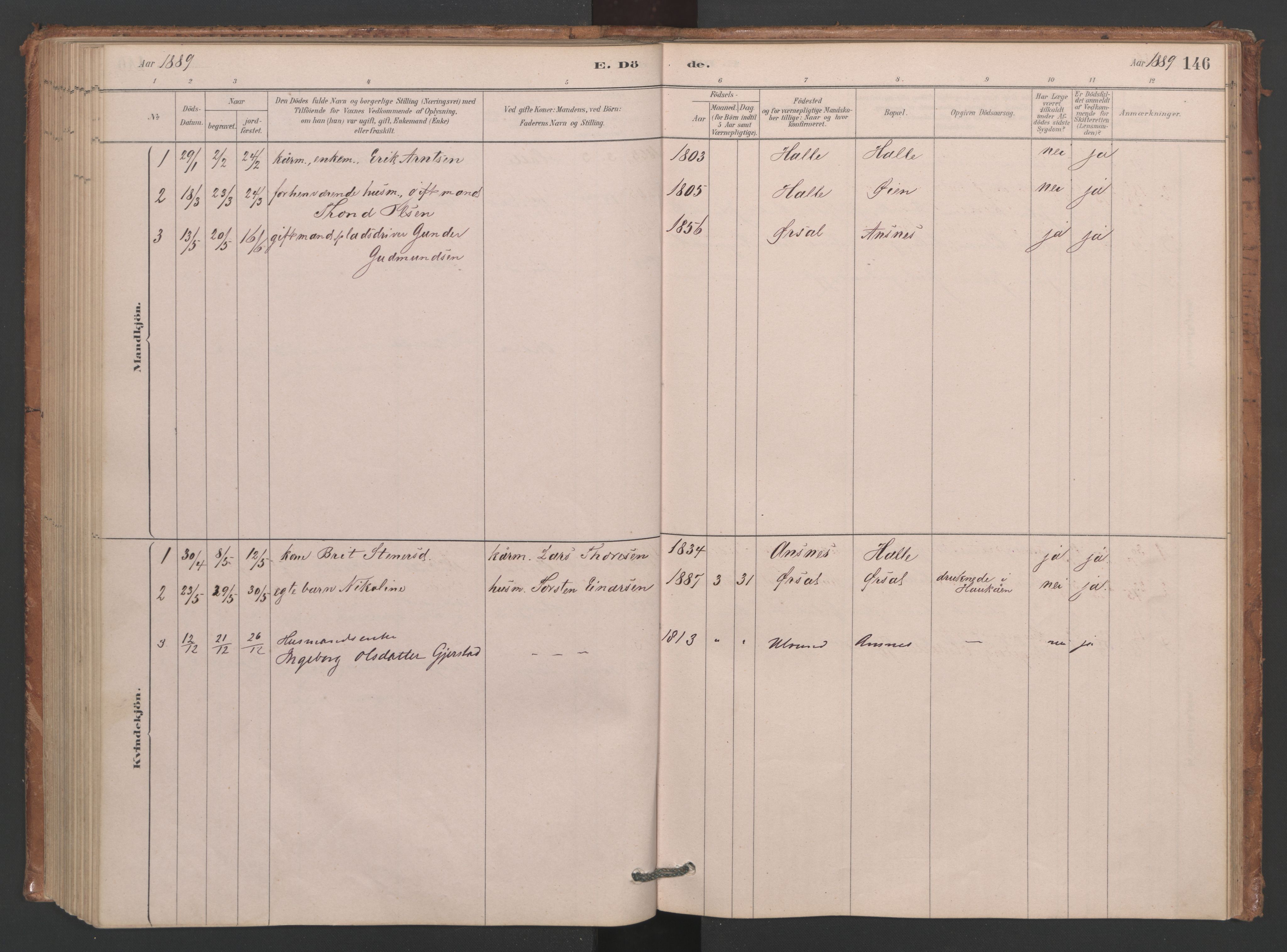 Ministerialprotokoller, klokkerbøker og fødselsregistre - Møre og Romsdal, AV/SAT-A-1454/593/L1034: Parish register (official) no. 593A01, 1879-1911, p. 146