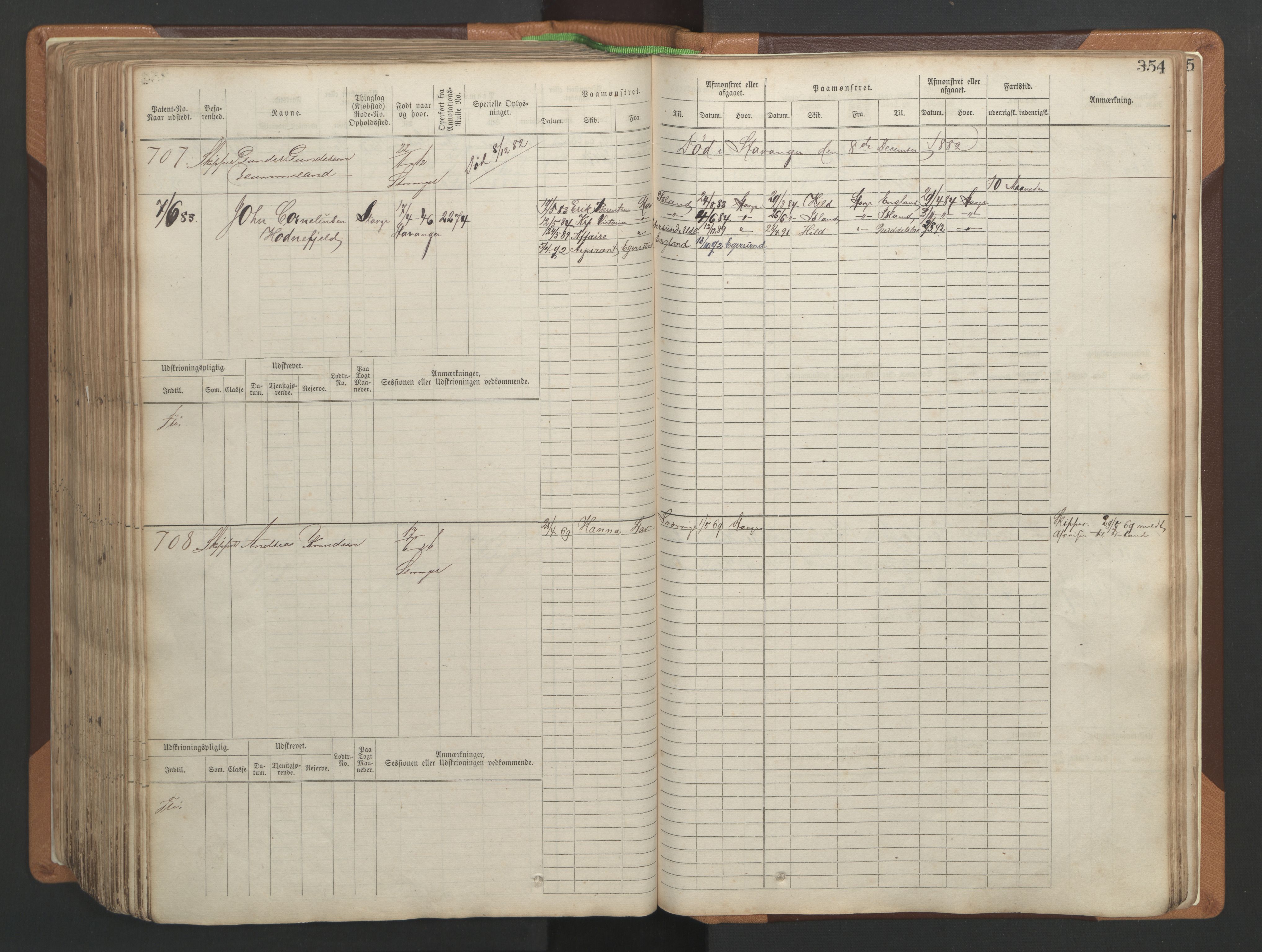 Stavanger sjømannskontor, AV/SAST-A-102006/F/Fb/Fbb/L0004: Sjøfartshovedrulle, patentnr. 1-792 (del 1), 1869-1880, p. 360