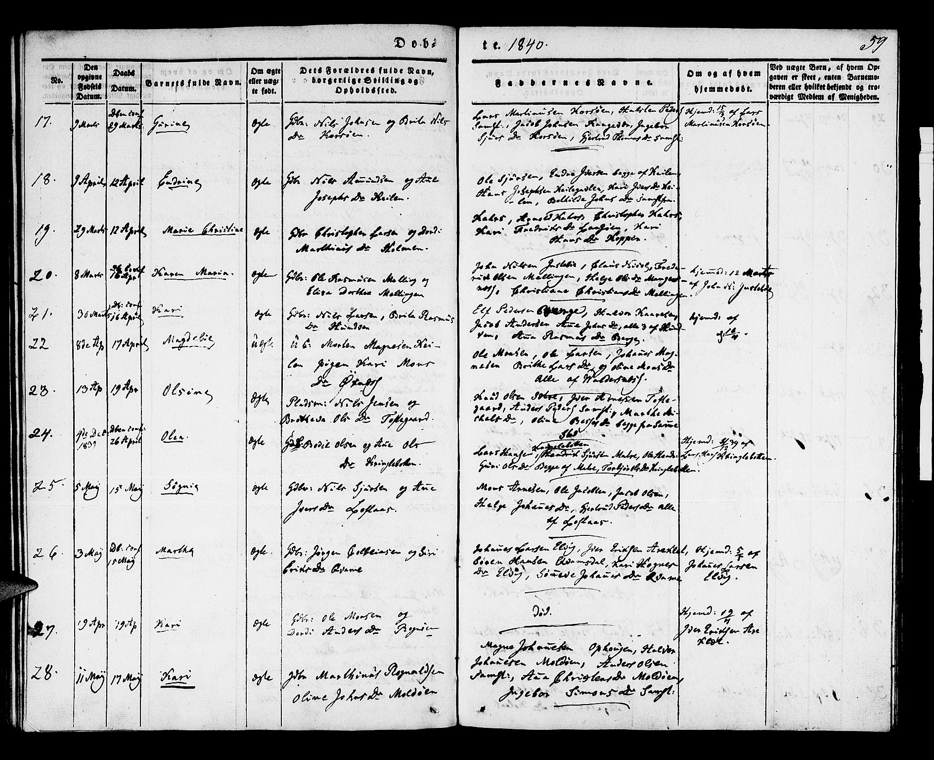 Lindås Sokneprestembete, AV/SAB-A-76701/H/Haa/Haaa/L0009: Parish register (official) no. A 9, 1835-1841, p. 59