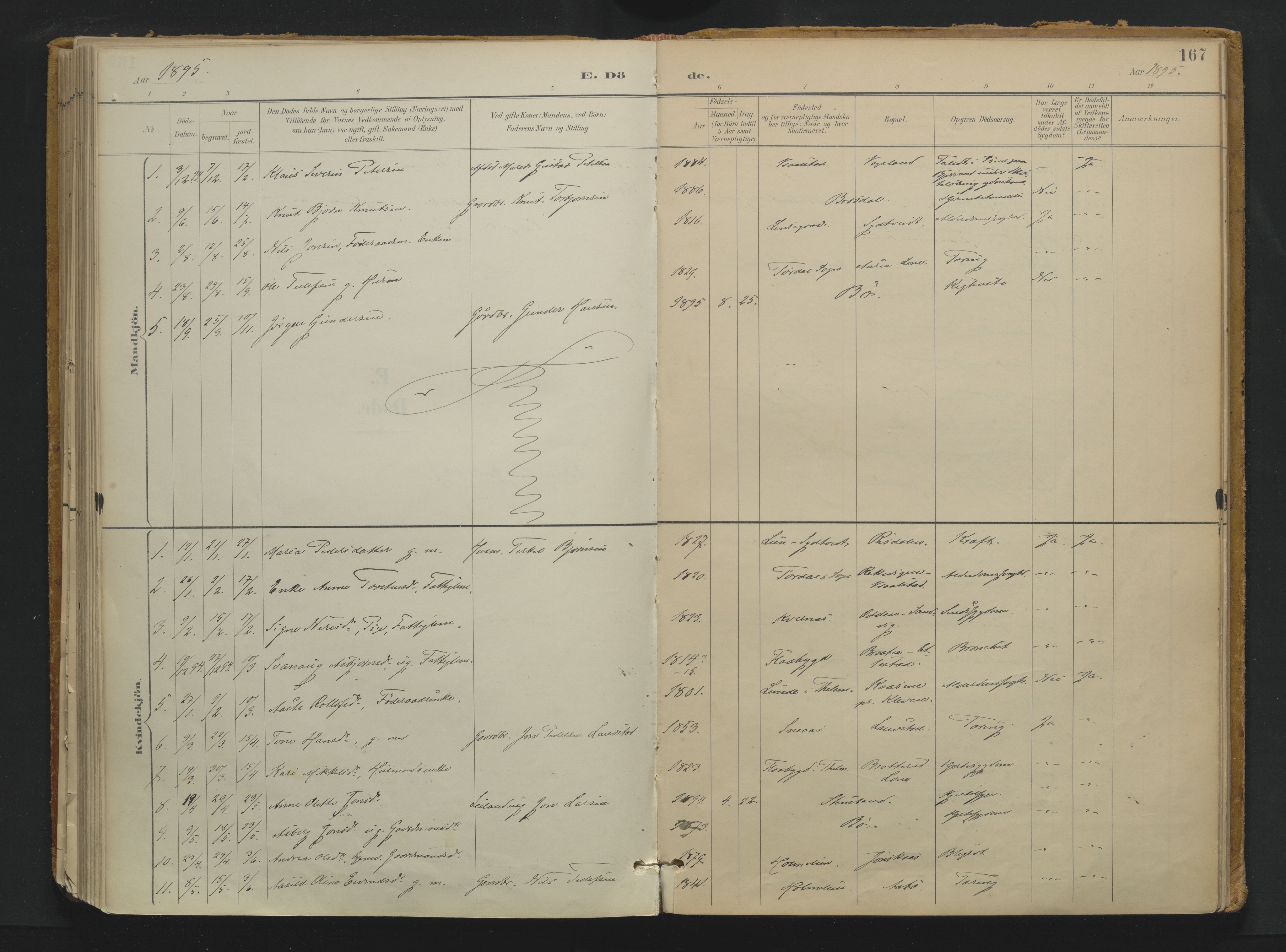 Drangedal kirkebøker, SAKO/A-258/F/Fa/L0013: Parish register (official) no. 13, 1895-1919, p. 167