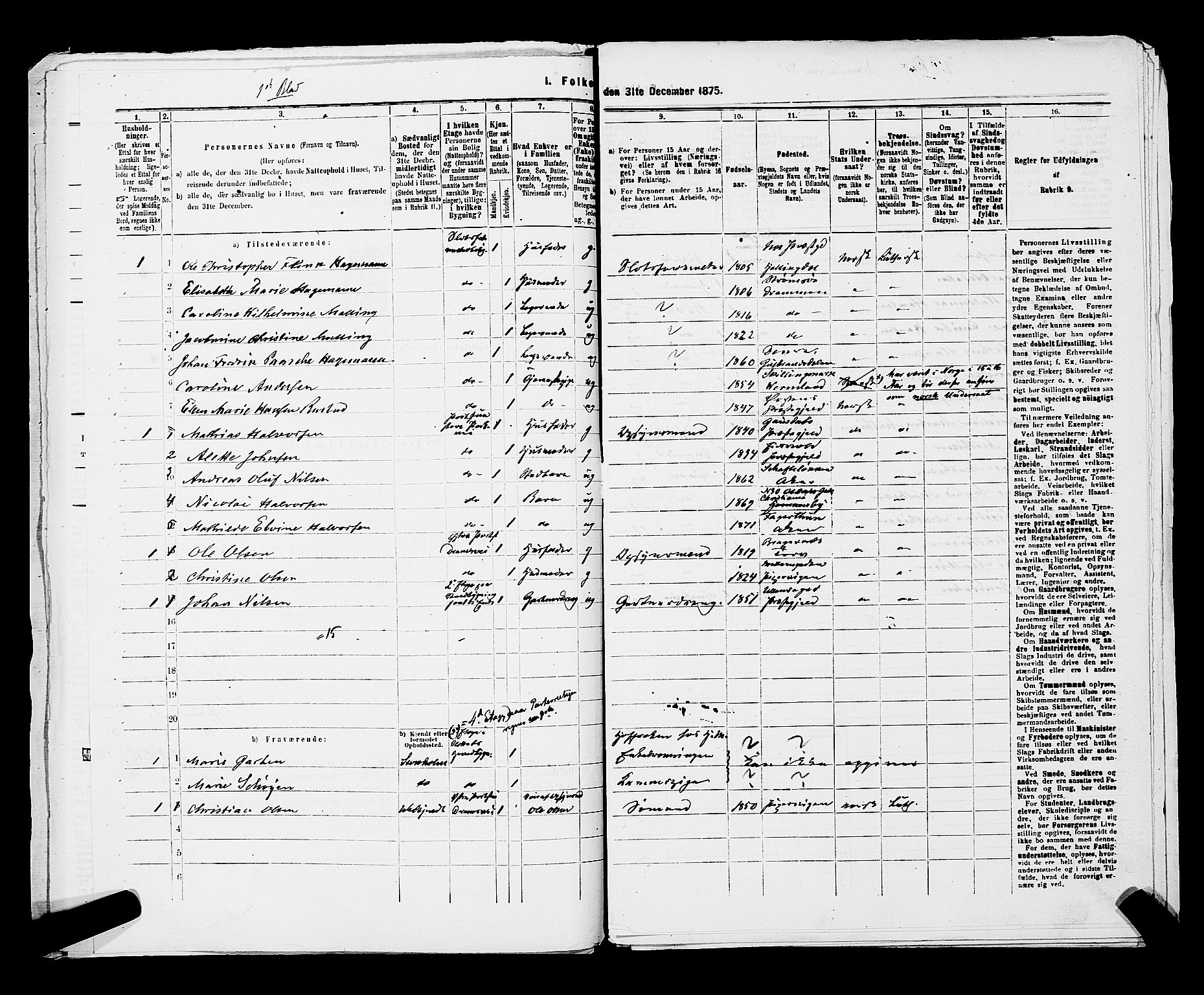 RA, 1875 census for 0301 Kristiania, 1875, p. 3950