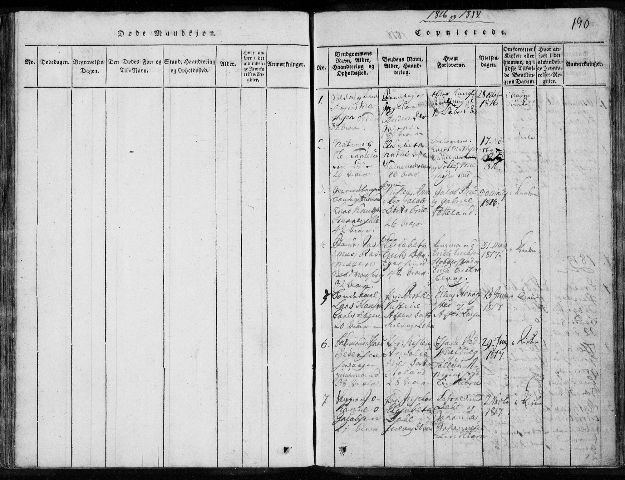 Eigersund sokneprestkontor, SAST/A-101807/S08/L0008: Parish register (official) no. A 8, 1816-1847, p. 190
