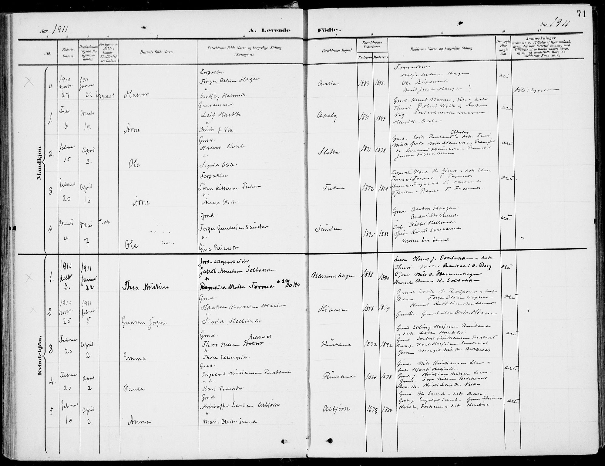 Sigdal kirkebøker, SAKO/A-245/F/Fb/L0002: Parish register (official) no. II 2, 1901-1914, p. 71