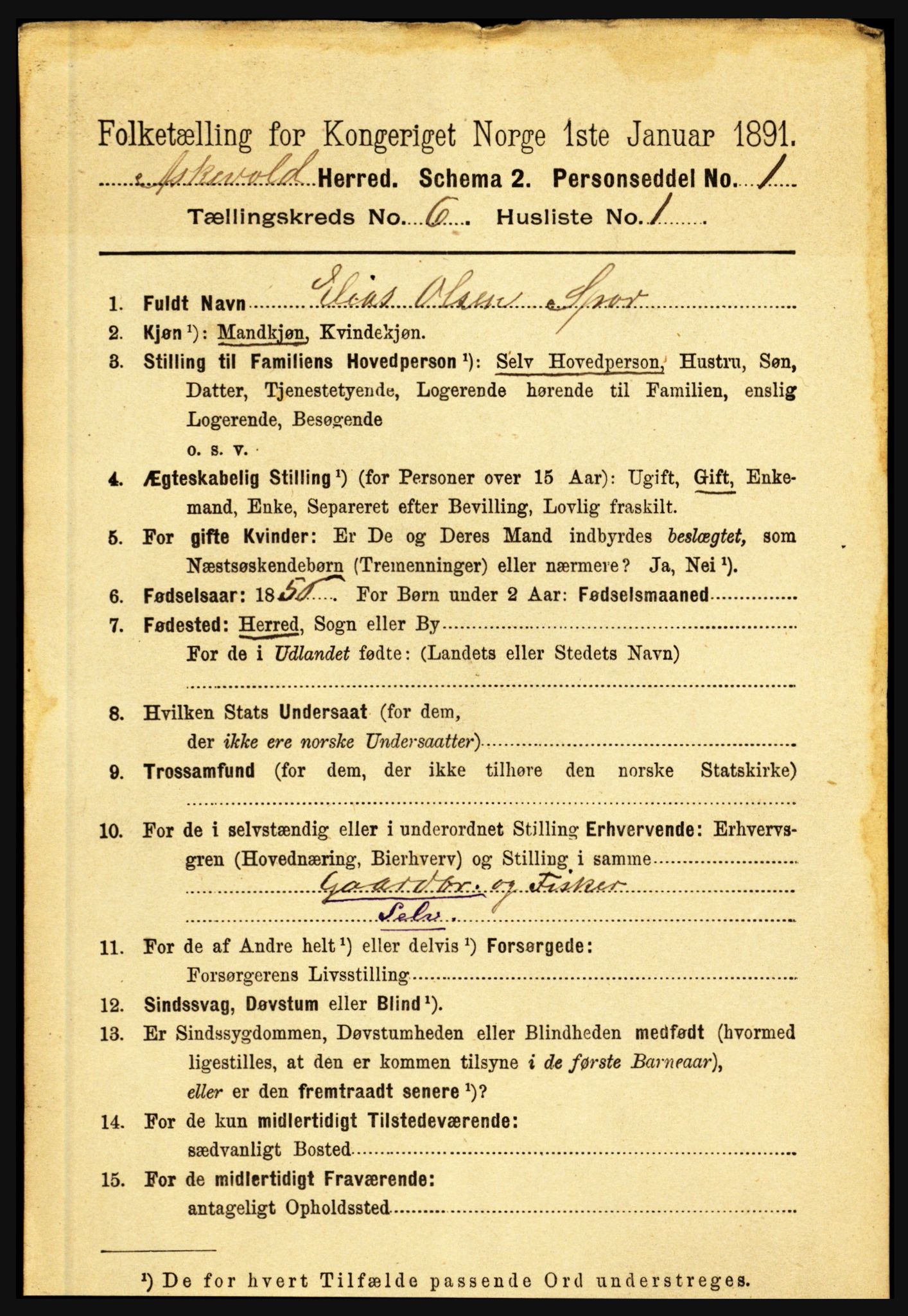 RA, 1891 census for 1428 Askvoll, 1891, p. 1680