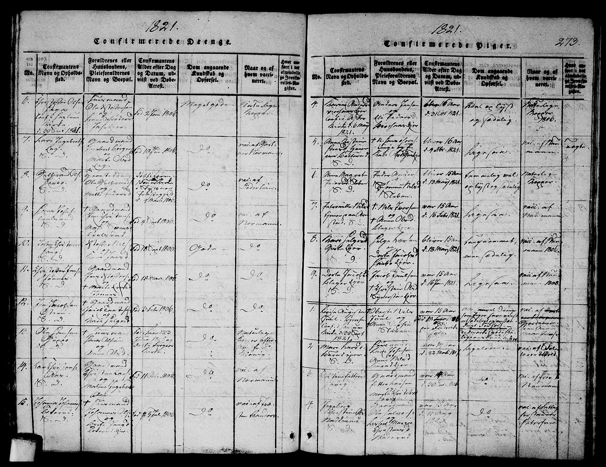 Asker prestekontor Kirkebøker, SAO/A-10256a/G/Ga/L0001: Parish register (copy) no. I 1, 1814-1830, p. 273