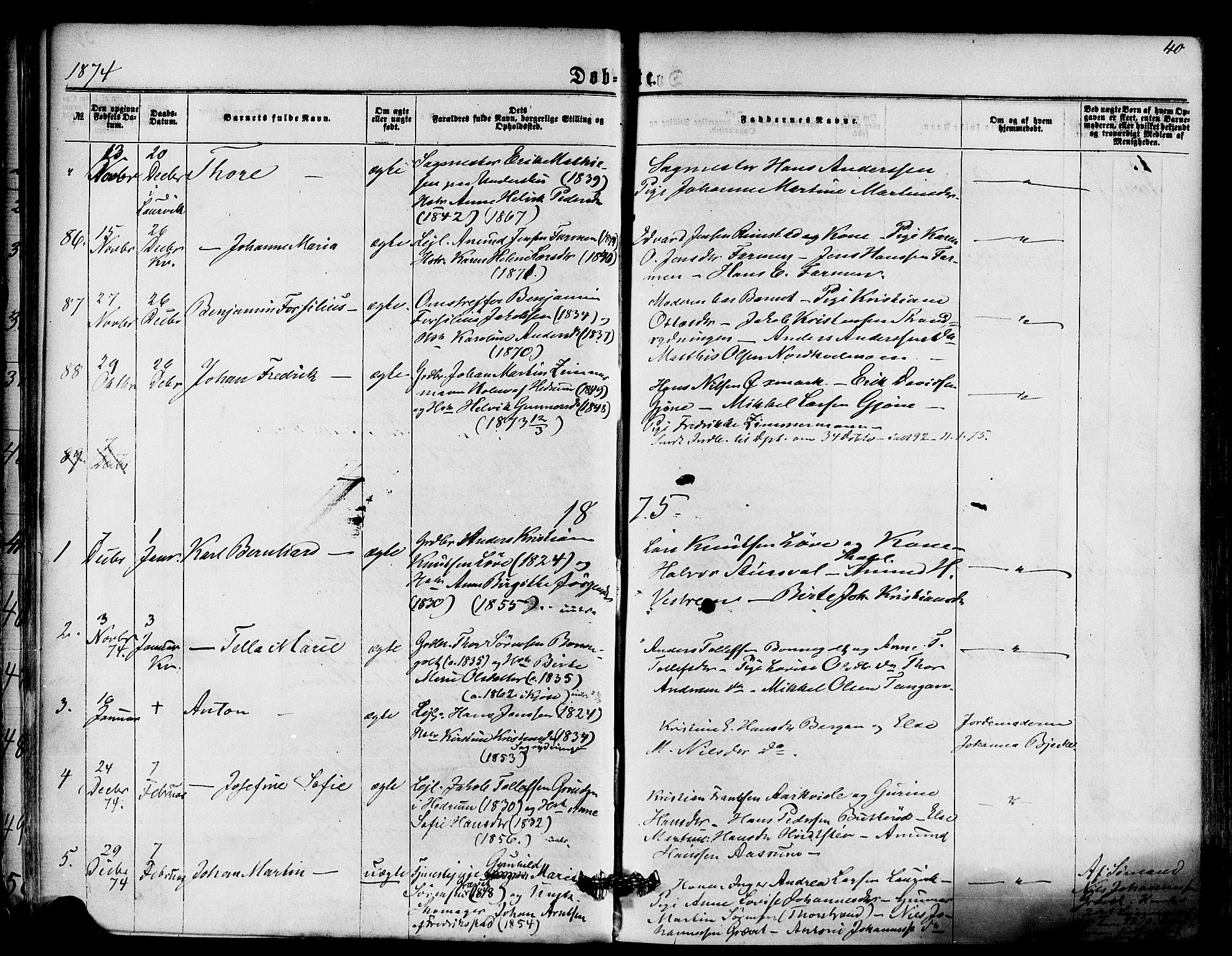 Hedrum kirkebøker, AV/SAKO-A-344/F/Fa/L0008: Parish register (official) no. I 8, 1869-1880, p. 40