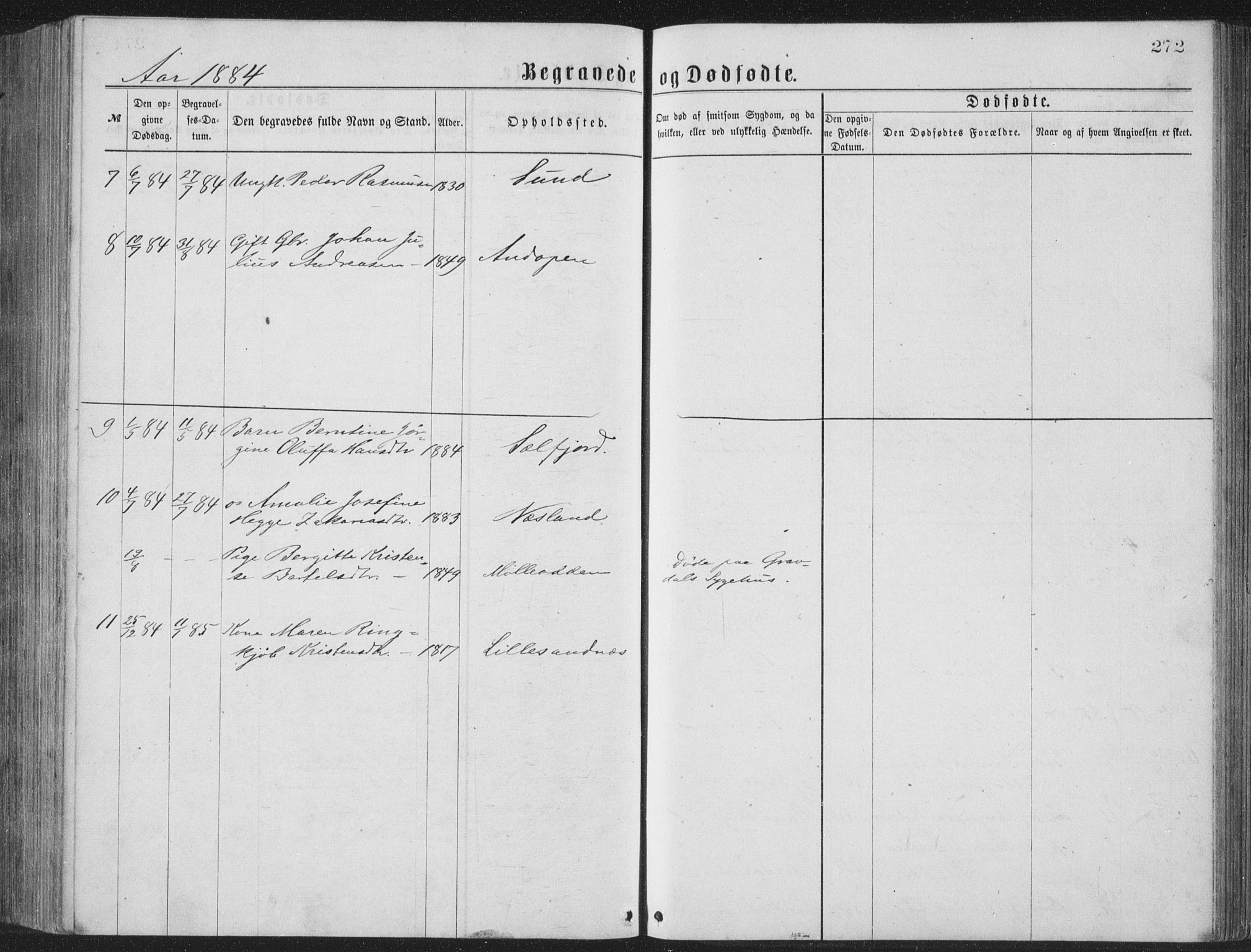 Ministerialprotokoller, klokkerbøker og fødselsregistre - Nordland, AV/SAT-A-1459/885/L1213: Parish register (copy) no. 885C02, 1874-1892, p. 272