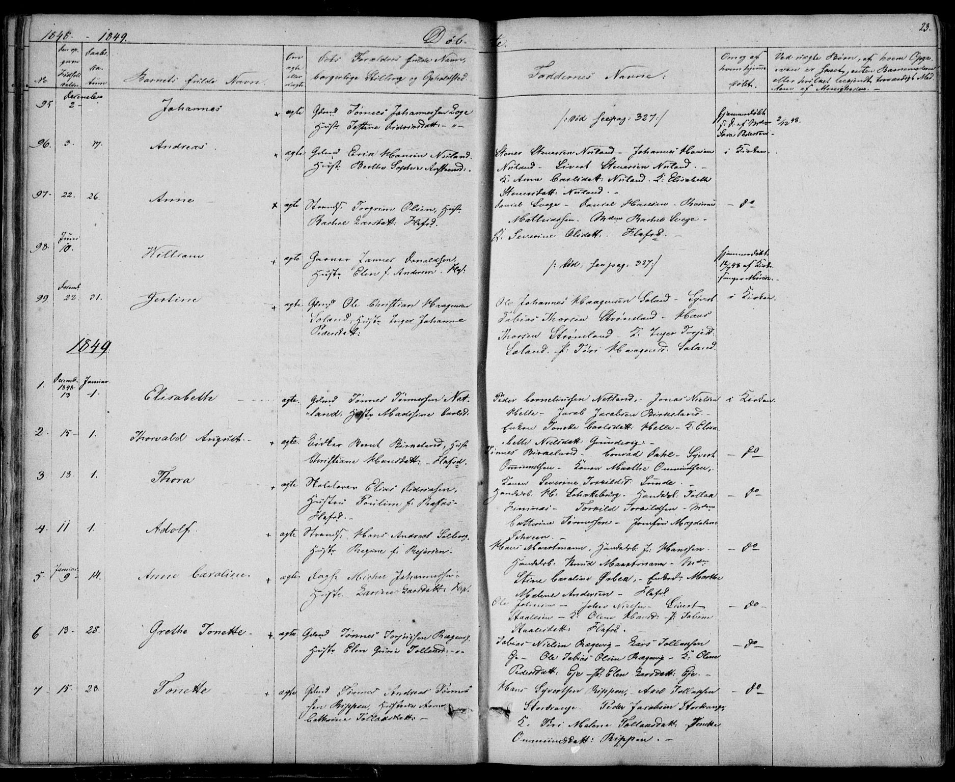 Flekkefjord sokneprestkontor, SAK/1111-0012/F/Fb/Fbc/L0005: Parish register (copy) no. B 5, 1846-1866, p. 23