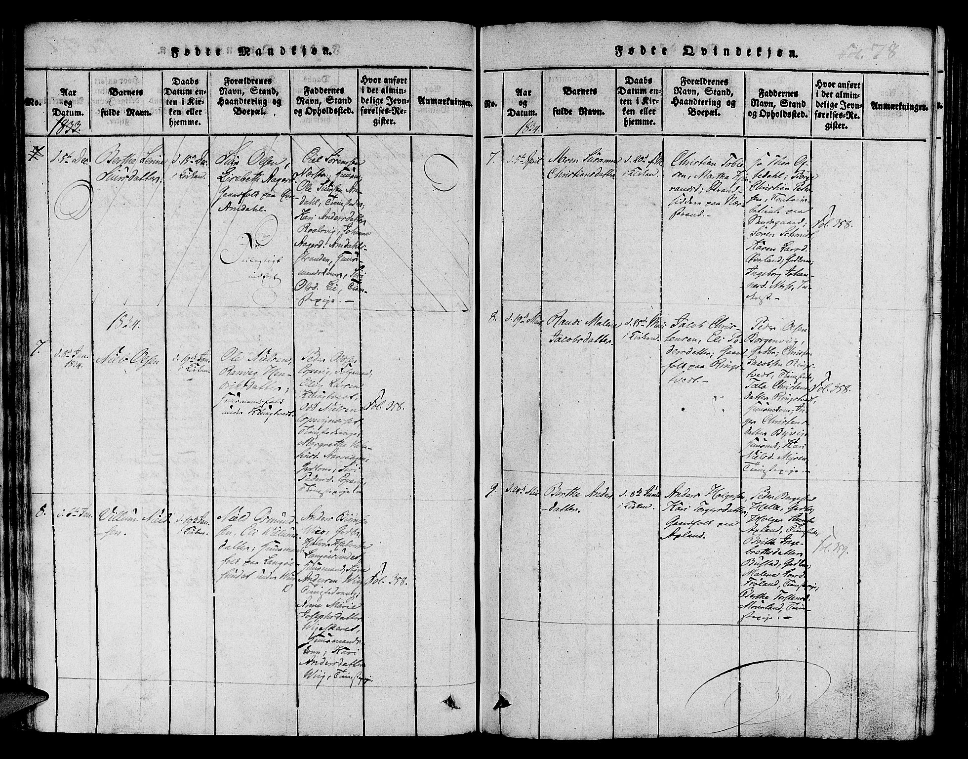 Nedstrand sokneprestkontor, AV/SAST-A-101841/01/IV: Parish register (official) no. A 6, 1816-1838, p. 78