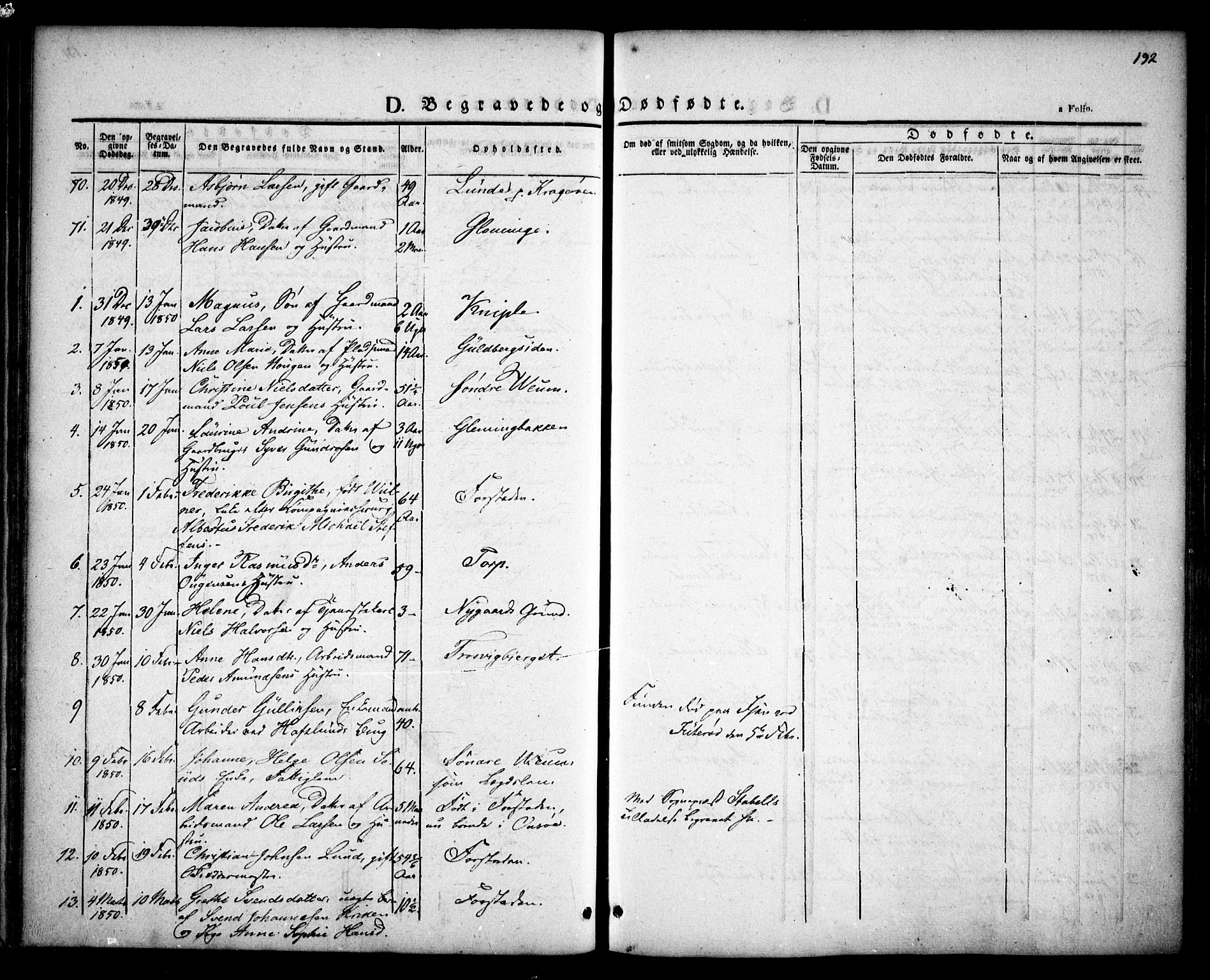 Glemmen prestekontor Kirkebøker, SAO/A-10908/F/Fa/L0005: Parish register (official) no. 5, 1838-1852, p. 192