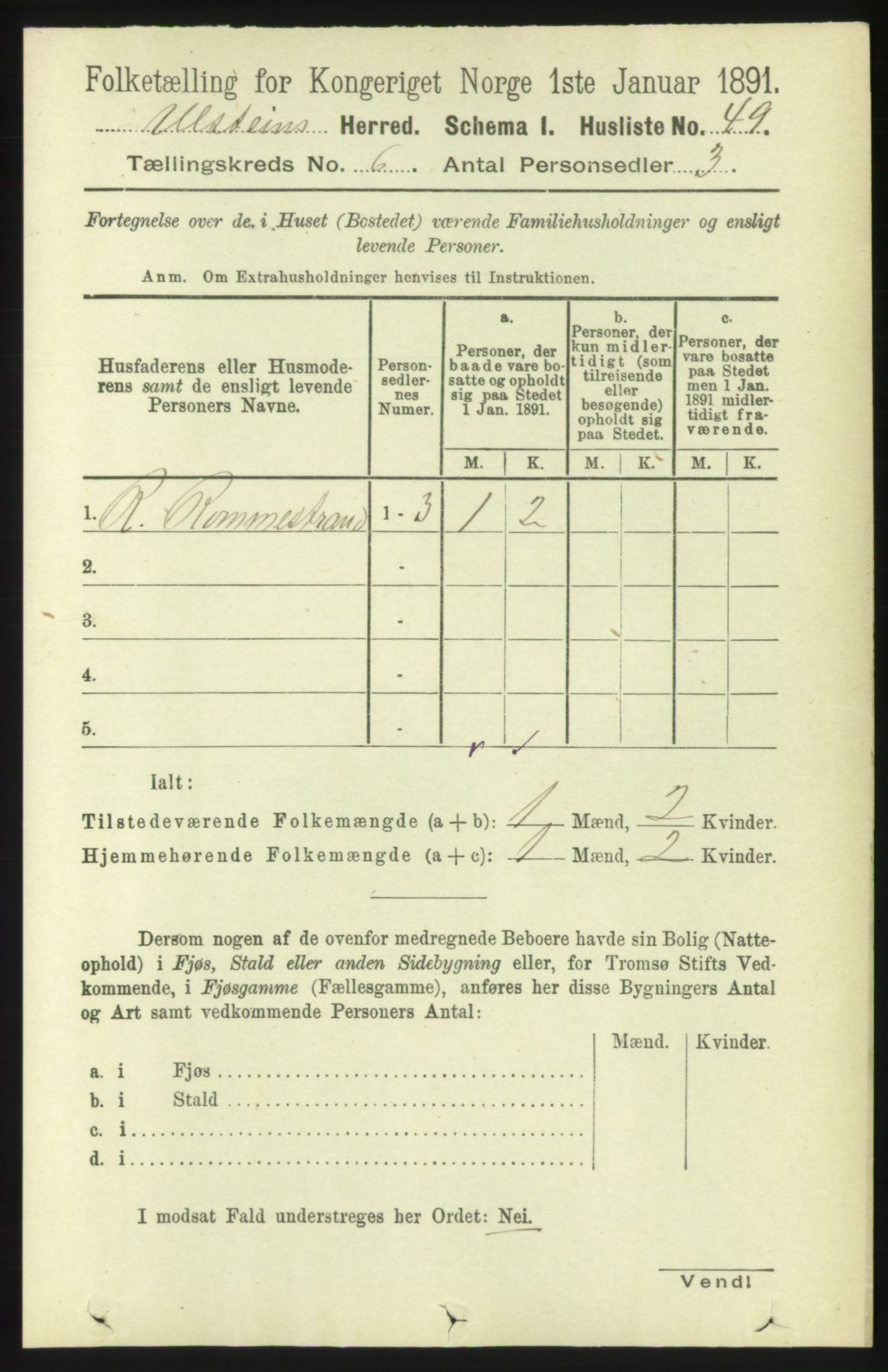 RA, 1891 census for 1516 Ulstein, 1891, p. 1716