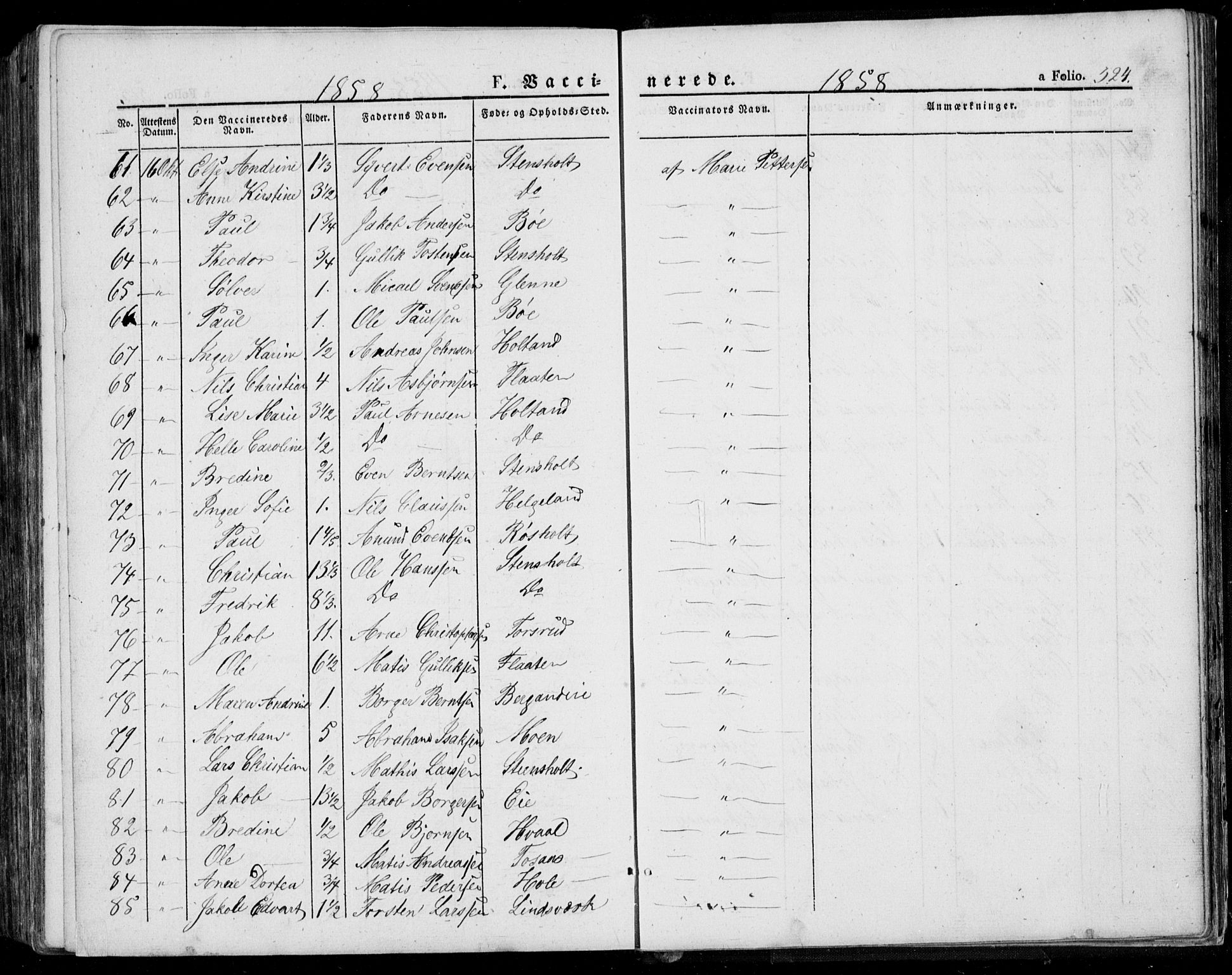 Lardal kirkebøker, AV/SAKO-A-350/F/Fa/L0006: Parish register (official) no. I 6, 1835-1860, p. 524