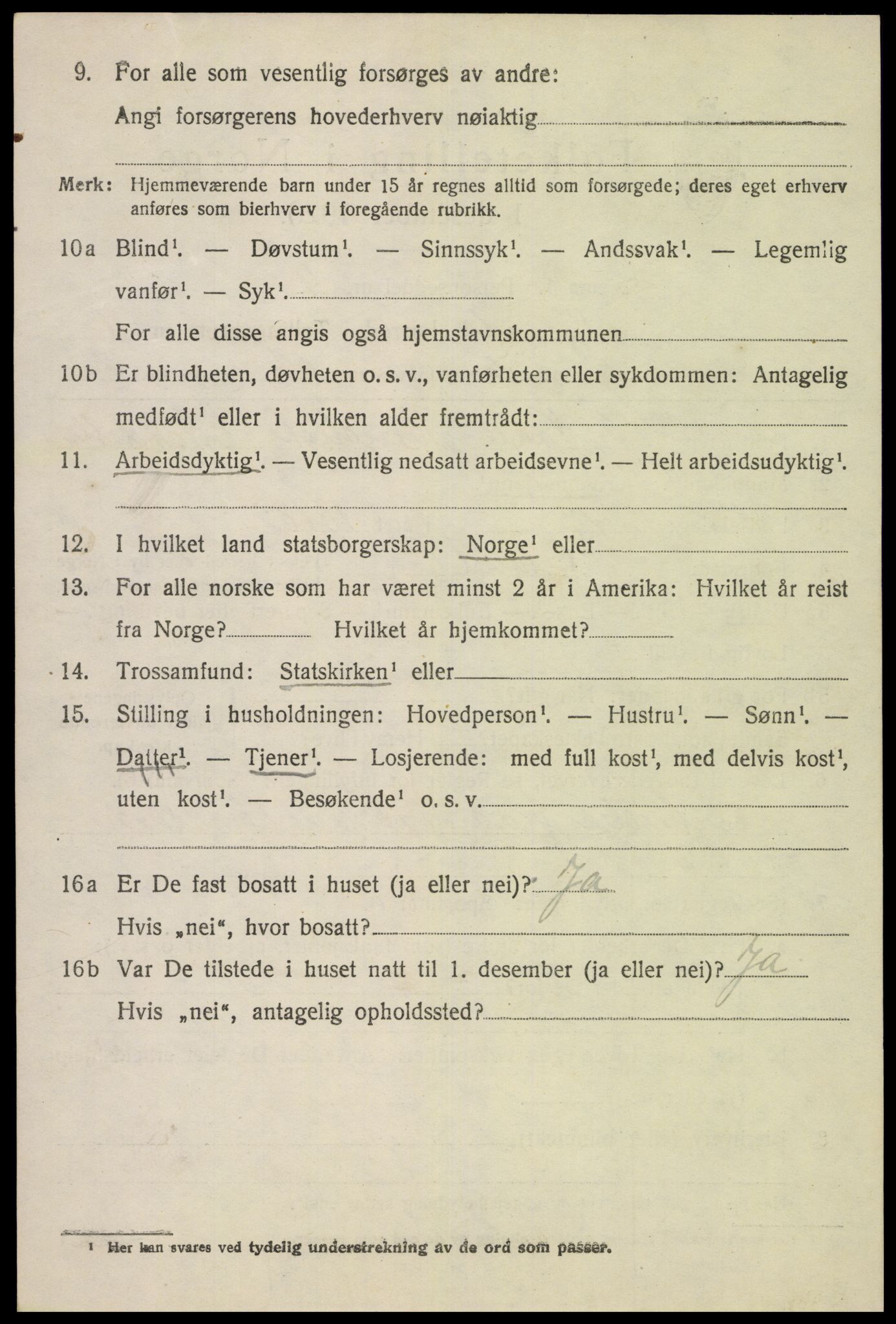 SAK, 1920 census for Gyland, 1920, p. 2419