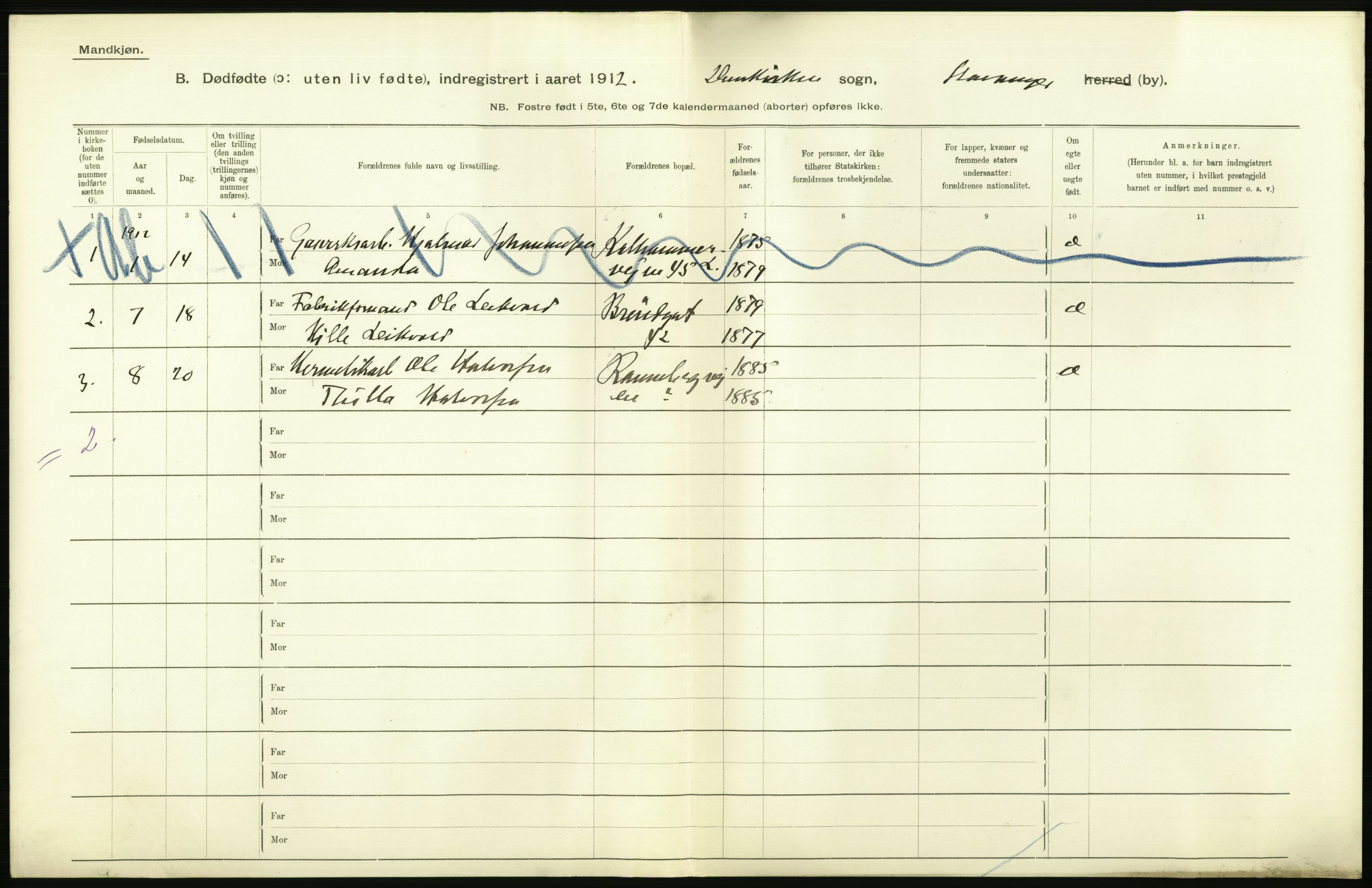 Statistisk sentralbyrå, Sosiodemografiske emner, Befolkning, RA/S-2228/D/Df/Dfb/Dfbb/L0028: Stavanger amt: Døde, dødfødte. Bygder og byer., 1912, p. 576