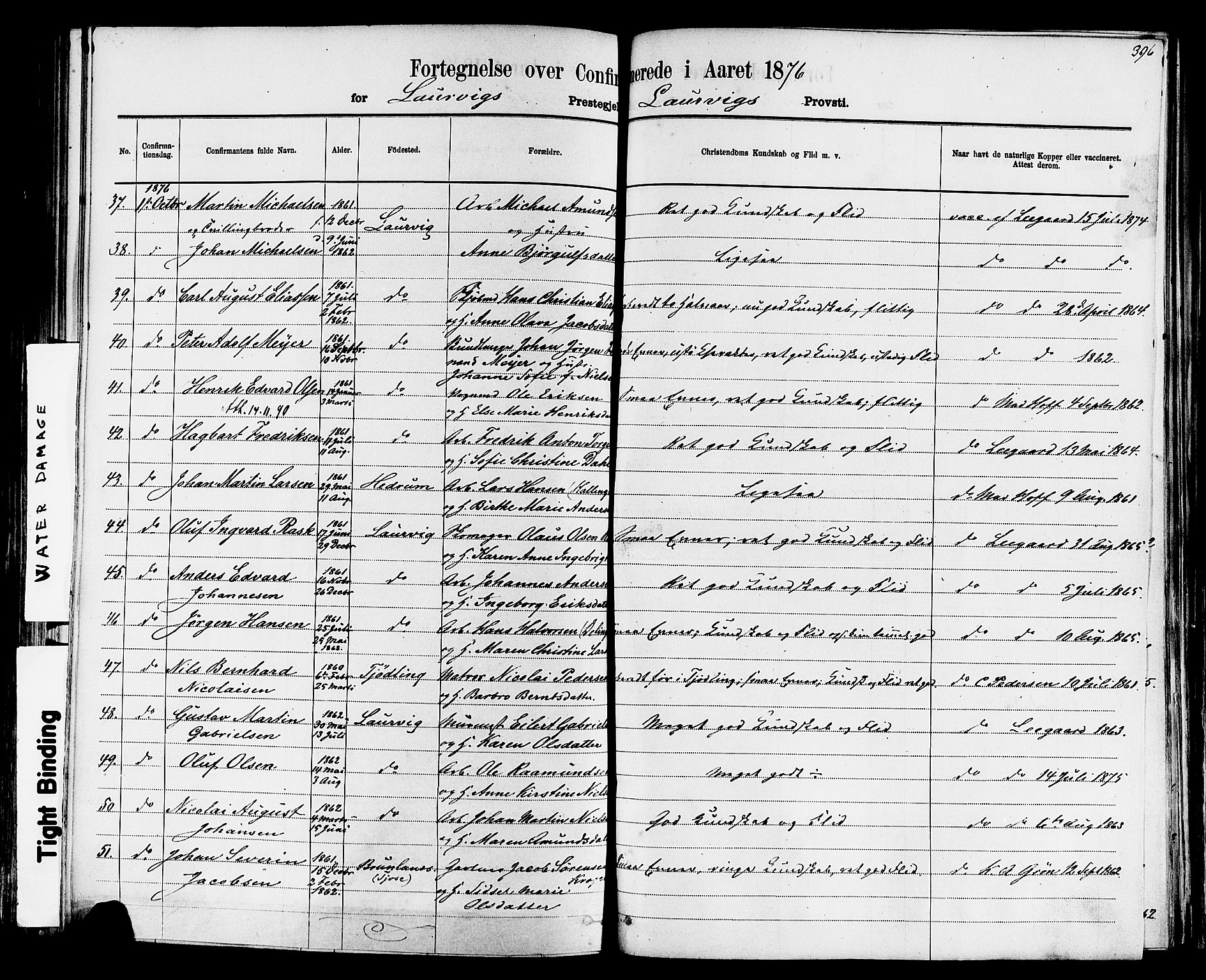 Larvik kirkebøker, AV/SAKO-A-352/F/Fa/L0006: Parish register (official) no. I 6, 1871-1883, p. 396