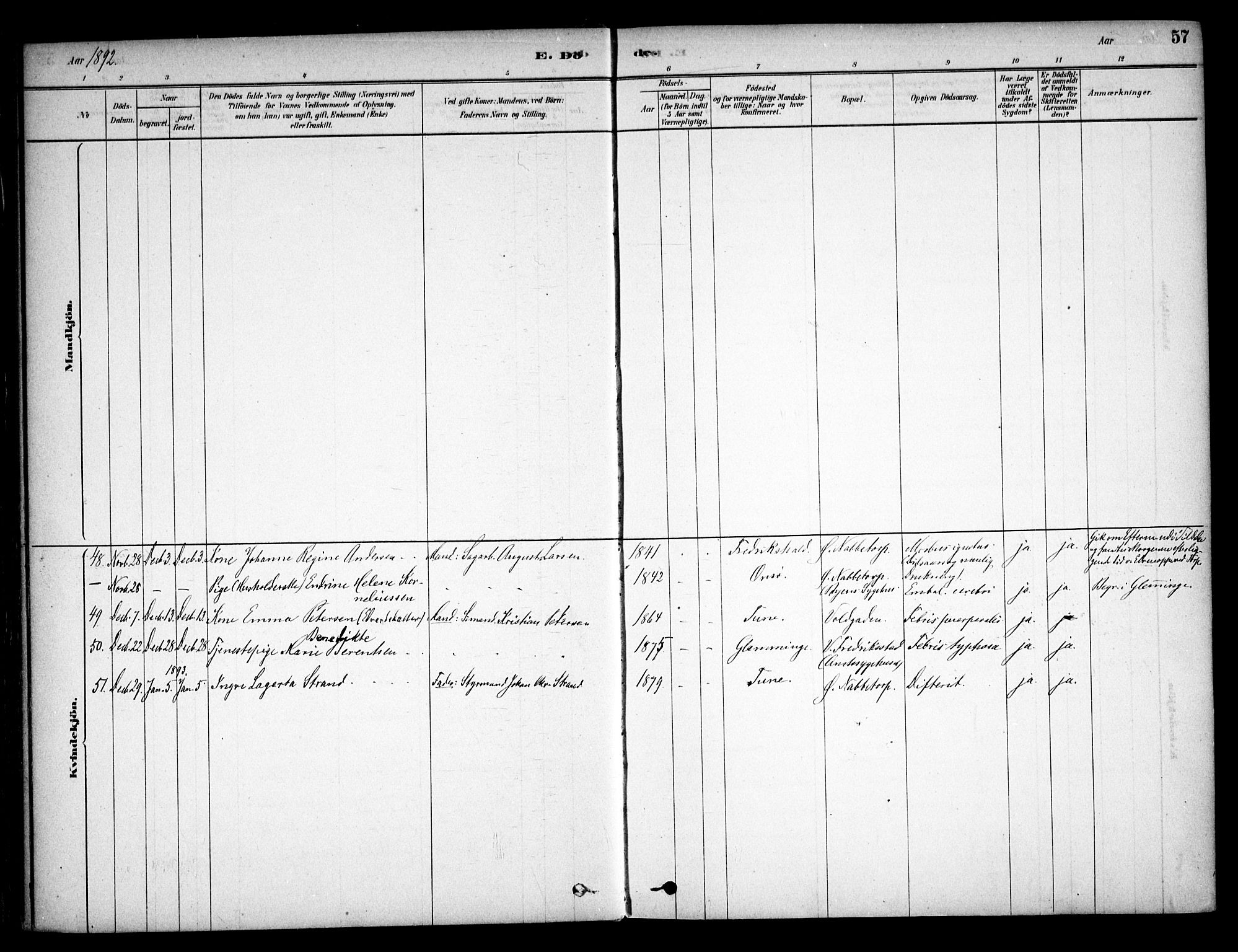 Østre Fredrikstad prestekontor Kirkebøker, AV/SAO-A-10907/F/Fa/L0001: Parish register (official) no. 1, 1878-1982, p. 57