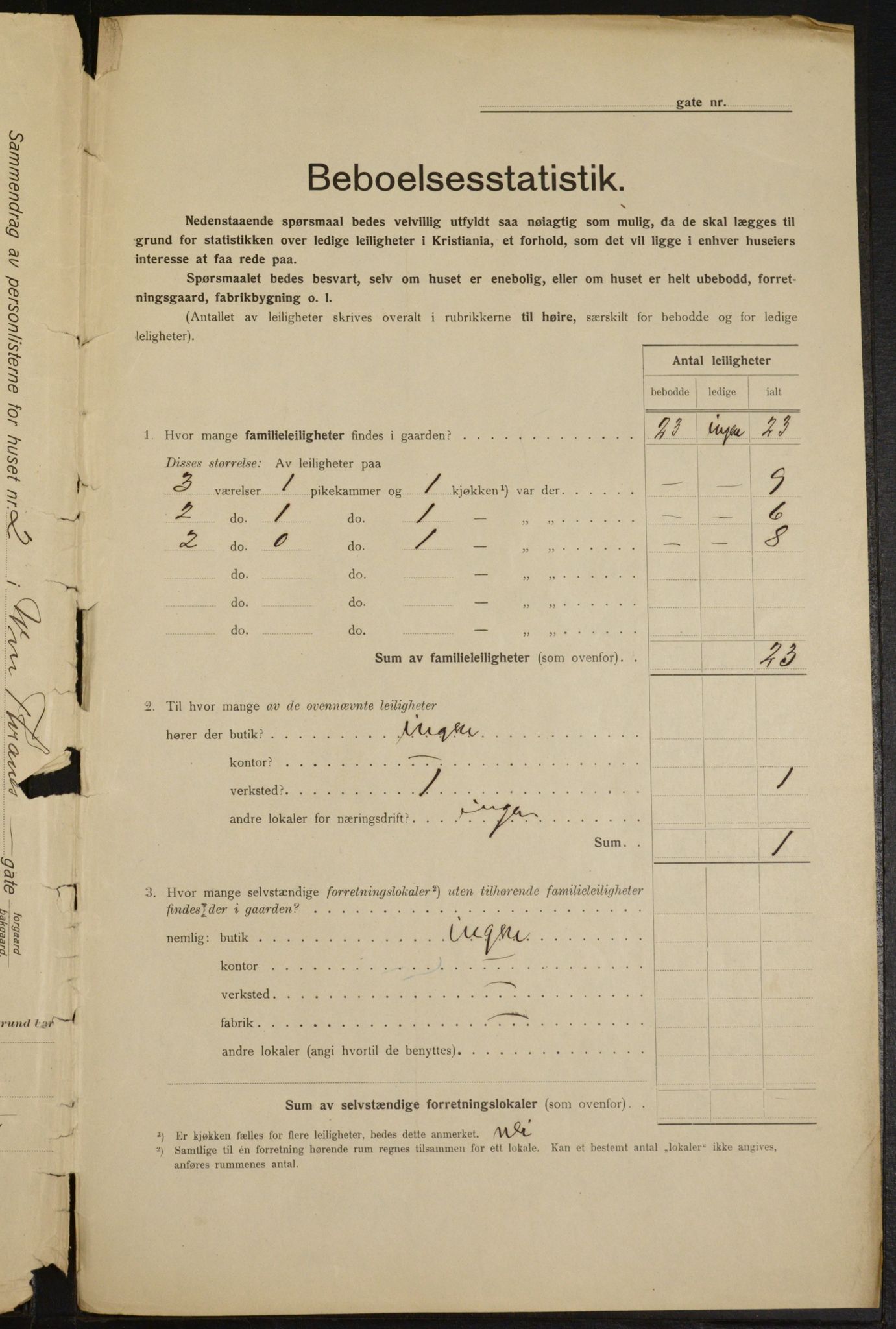 OBA, Municipal Census 1915 for Kristiania, 1915, p. 126833