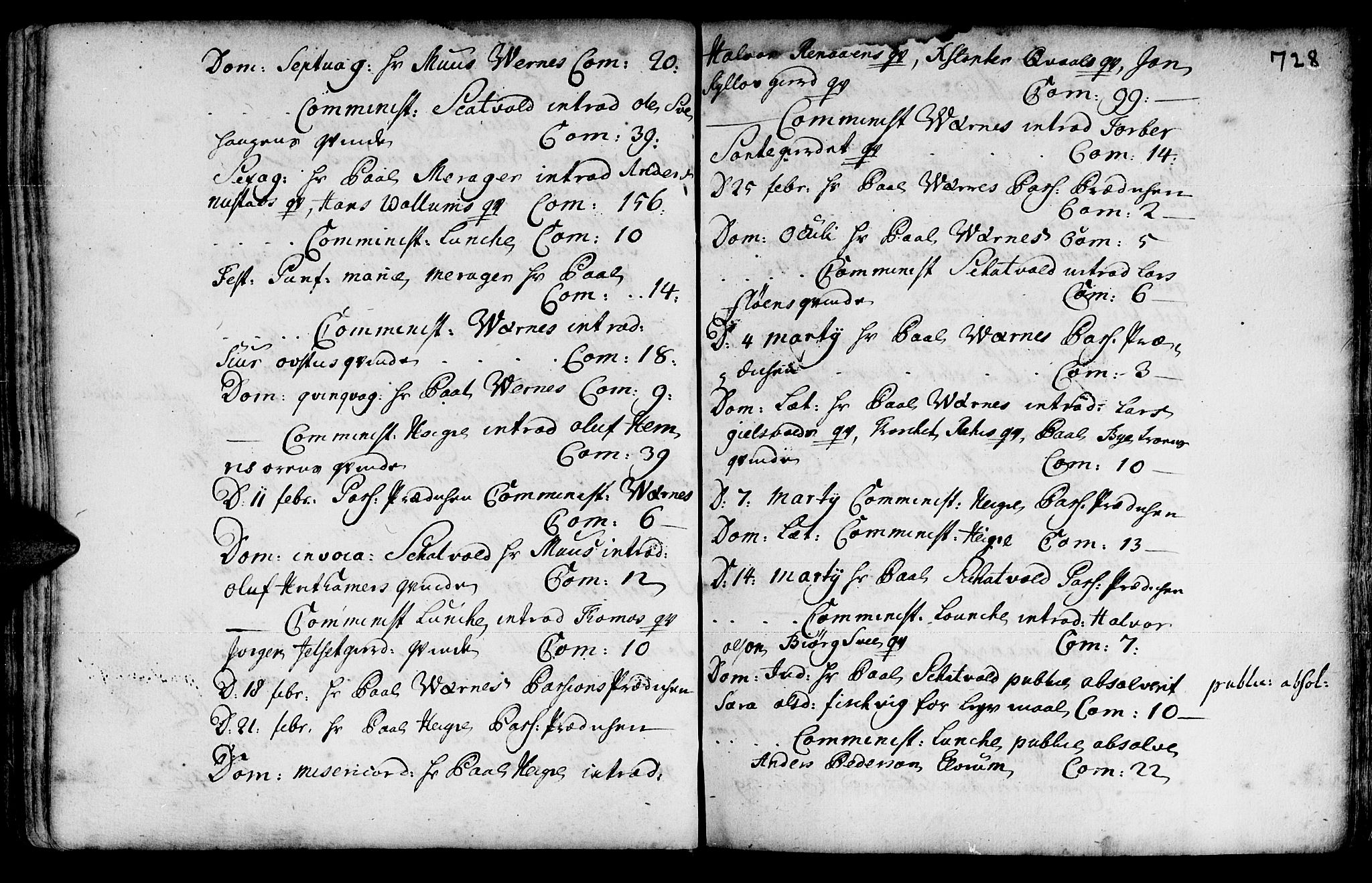 Ministerialprotokoller, klokkerbøker og fødselsregistre - Nord-Trøndelag, SAT/A-1458/709/L0055: Parish register (official) no. 709A03, 1730-1739, p. 727-728