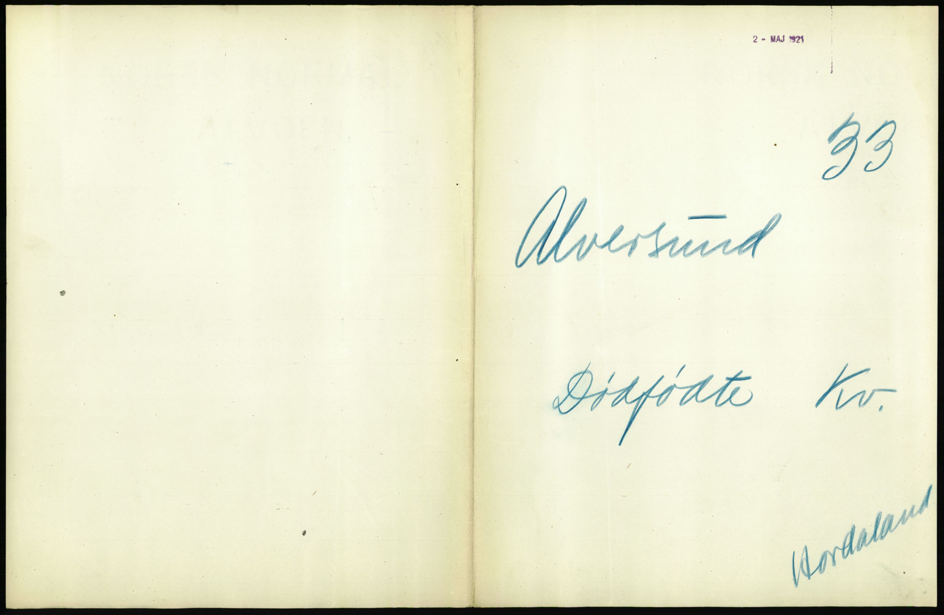 Statistisk sentralbyrå, Sosiodemografiske emner, Befolkning, AV/RA-S-2228/D/Df/Dfb/Dfbj/L0039: Hordaland fylke: Gifte, dødfødte. Bygder., 1920, p. 285