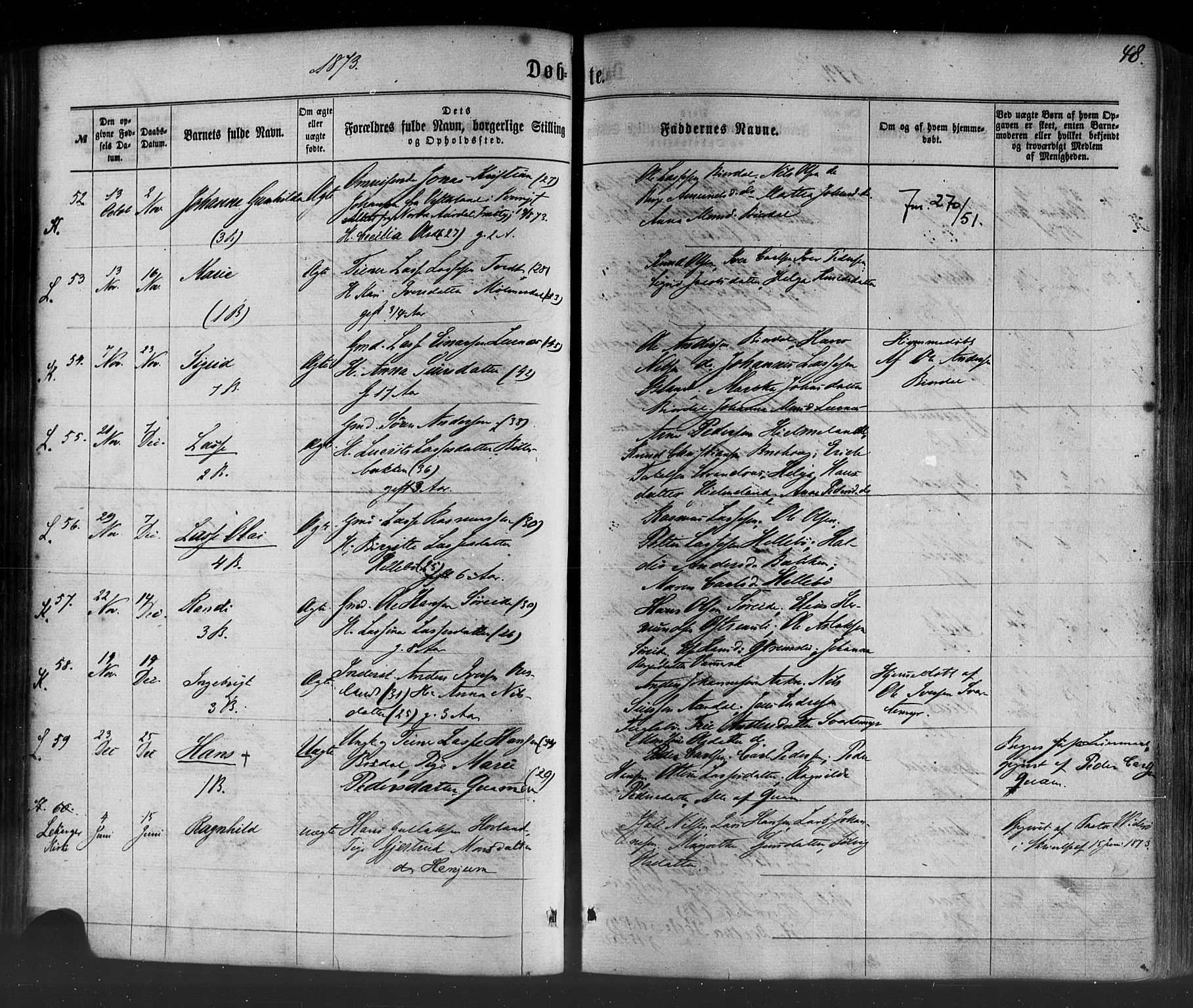 Lavik sokneprestembete, AV/SAB-A-80901: Parish register (official) no. A 4, 1864-1881, p. 48