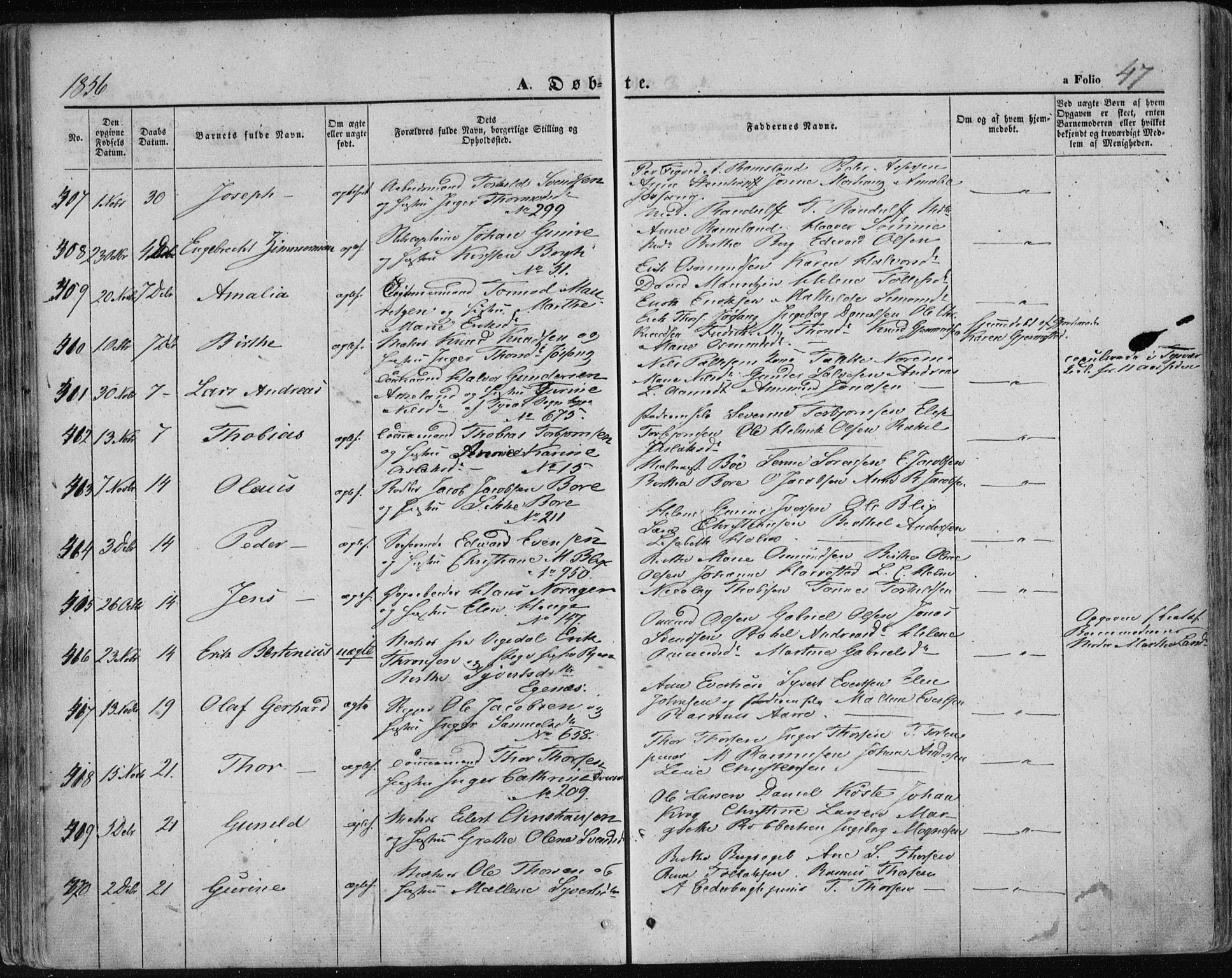 Domkirken sokneprestkontor, AV/SAST-A-101812/001/30/30BA/L0017: Parish register (official) no. A 16, 1855-1867, p. 47