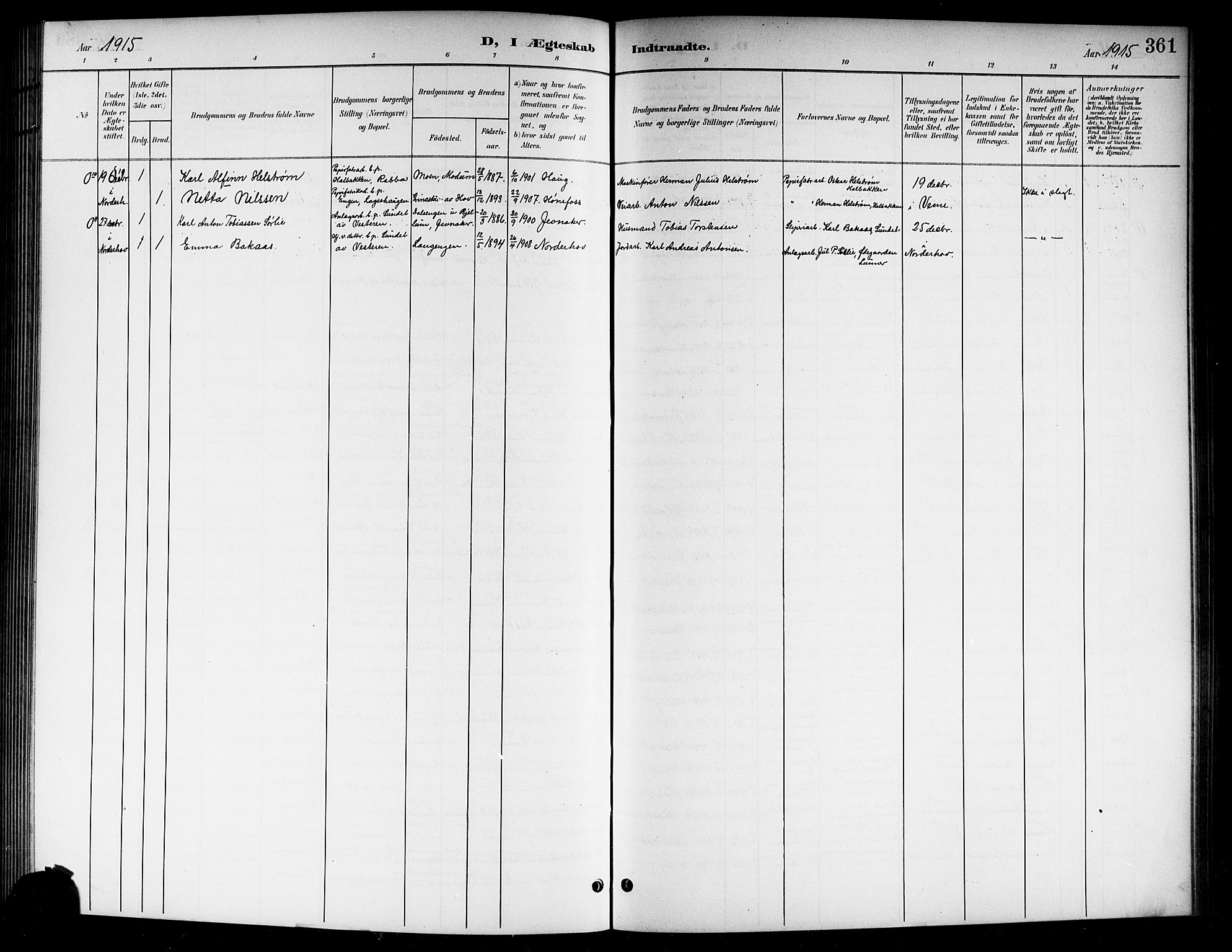 Norderhov kirkebøker, AV/SAKO-A-237/G/Gb/L0002: Parish register (copy) no. II 2, 1891-1921, p. 361