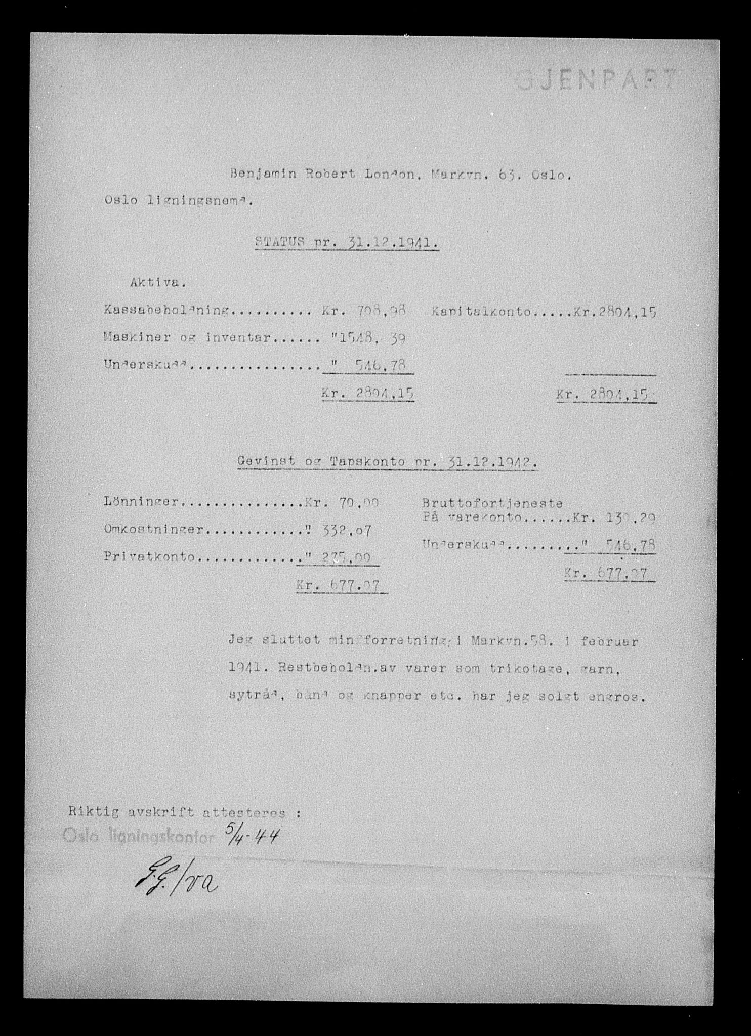 Justisdepartementet, Tilbakeføringskontoret for inndratte formuer, AV/RA-S-1564/H/Hc/Hcc/L0960: --, 1945-1947, p. 325