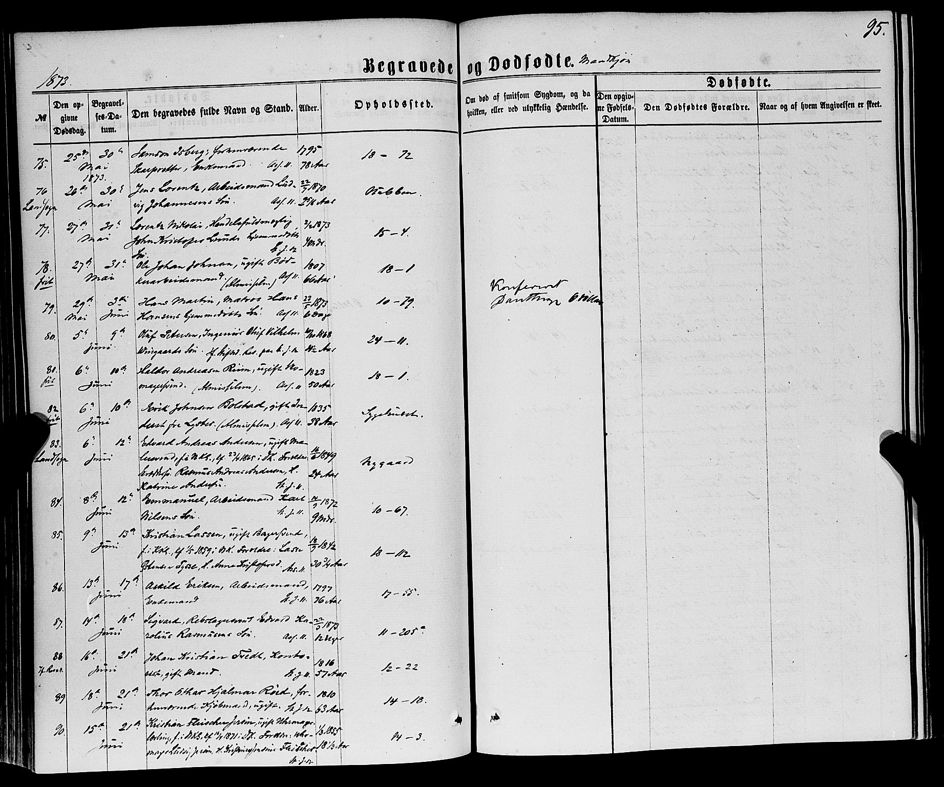 Domkirken sokneprestembete, AV/SAB-A-74801/H/Haa/L0042: Parish register (official) no. E 3, 1863-1876, p. 95