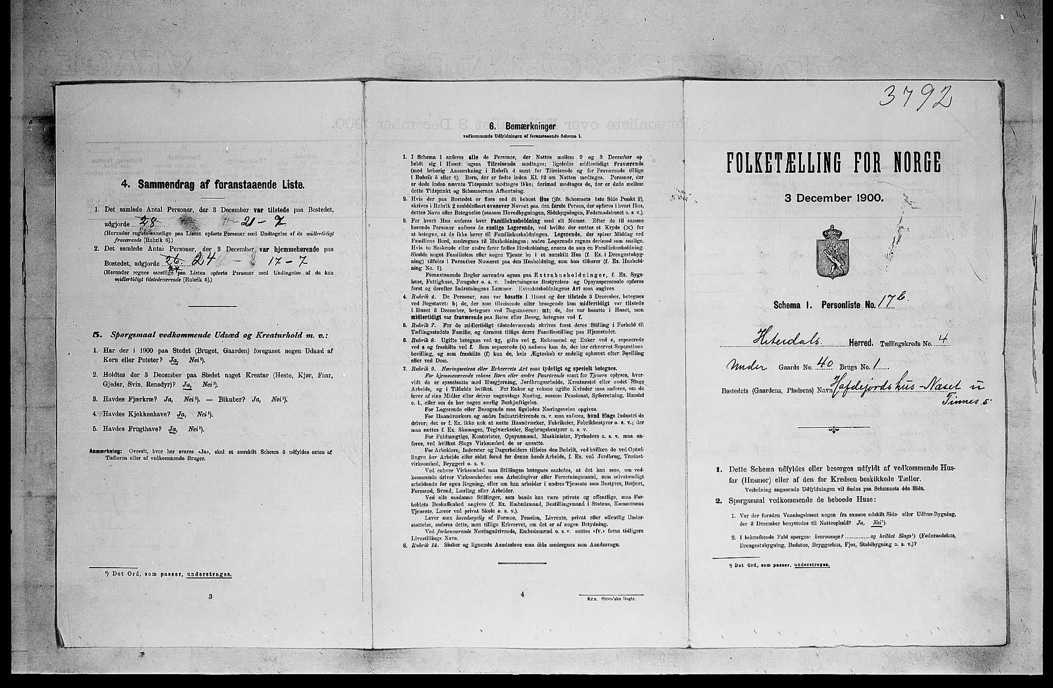 SAKO, 1900 census for Heddal, 1900, p. 536