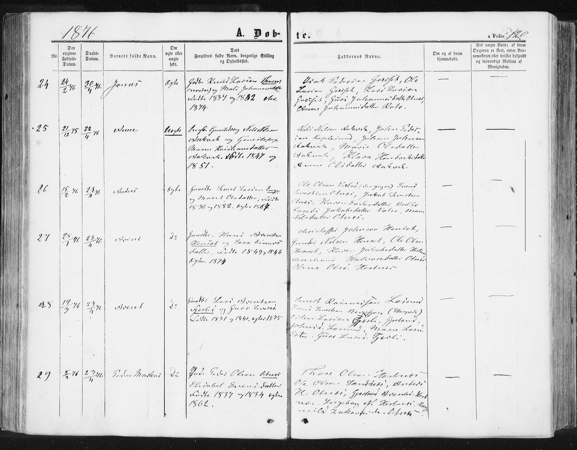 Ministerialprotokoller, klokkerbøker og fødselsregistre - Møre og Romsdal, AV/SAT-A-1454/578/L0905: Parish register (official) no. 578A04, 1859-1877, p. 120