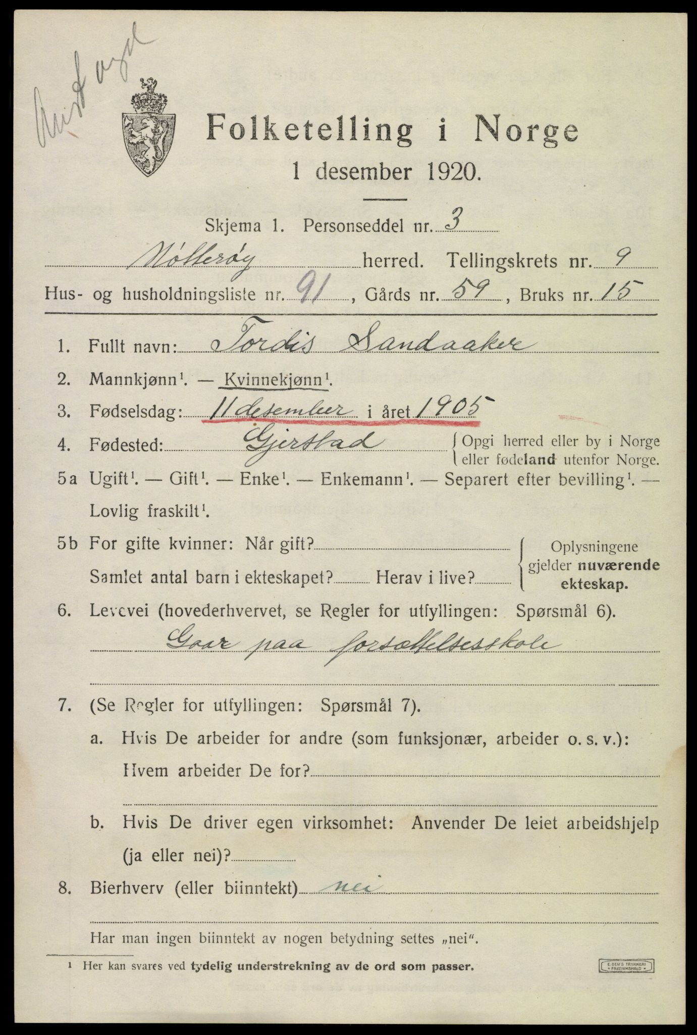 SAKO, 1920 census for Nøtterøy, 1920, p. 12311