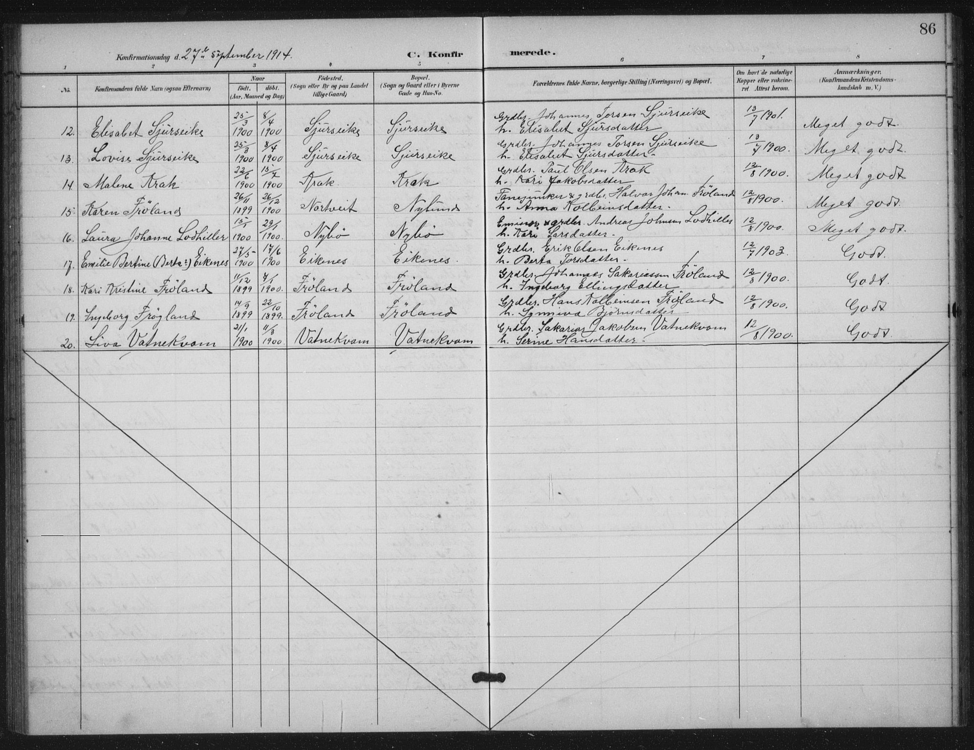 Skjold sokneprestkontor, SAST/A-101847/H/Ha/Haa/L0012: Parish register (official) no. A 12, 1899-1915, p. 86