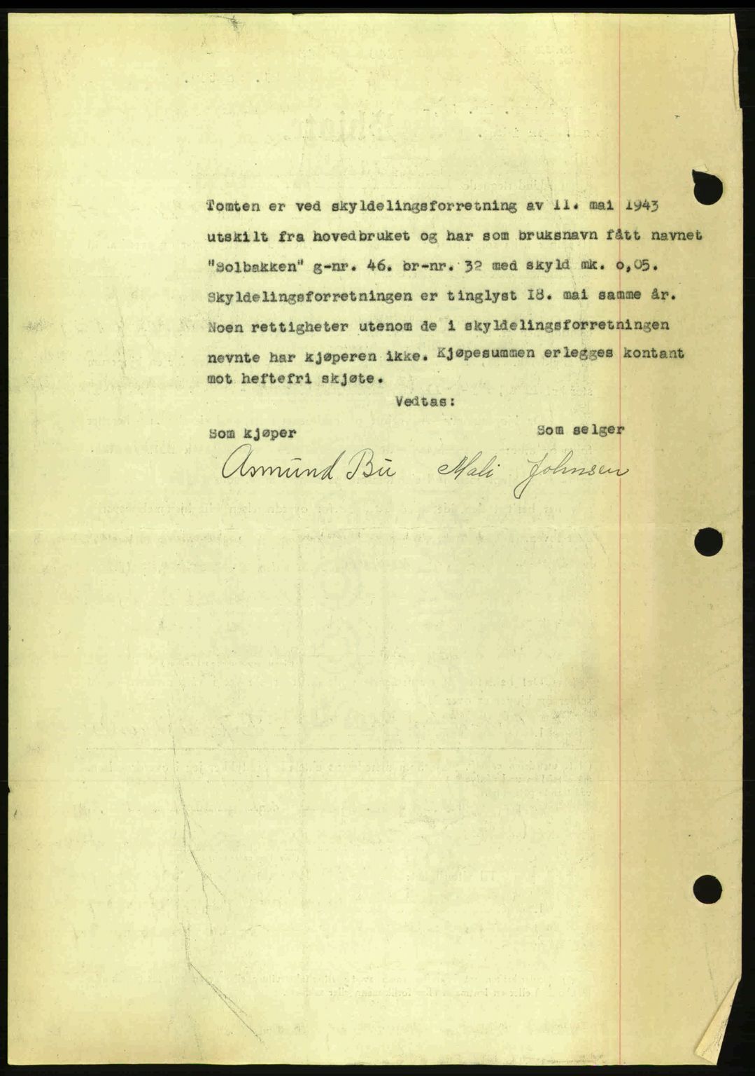 Romsdal sorenskriveri, AV/SAT-A-4149/1/2/2C: Mortgage book no. A14, 1943-1943, Diary no: : 1646/1943