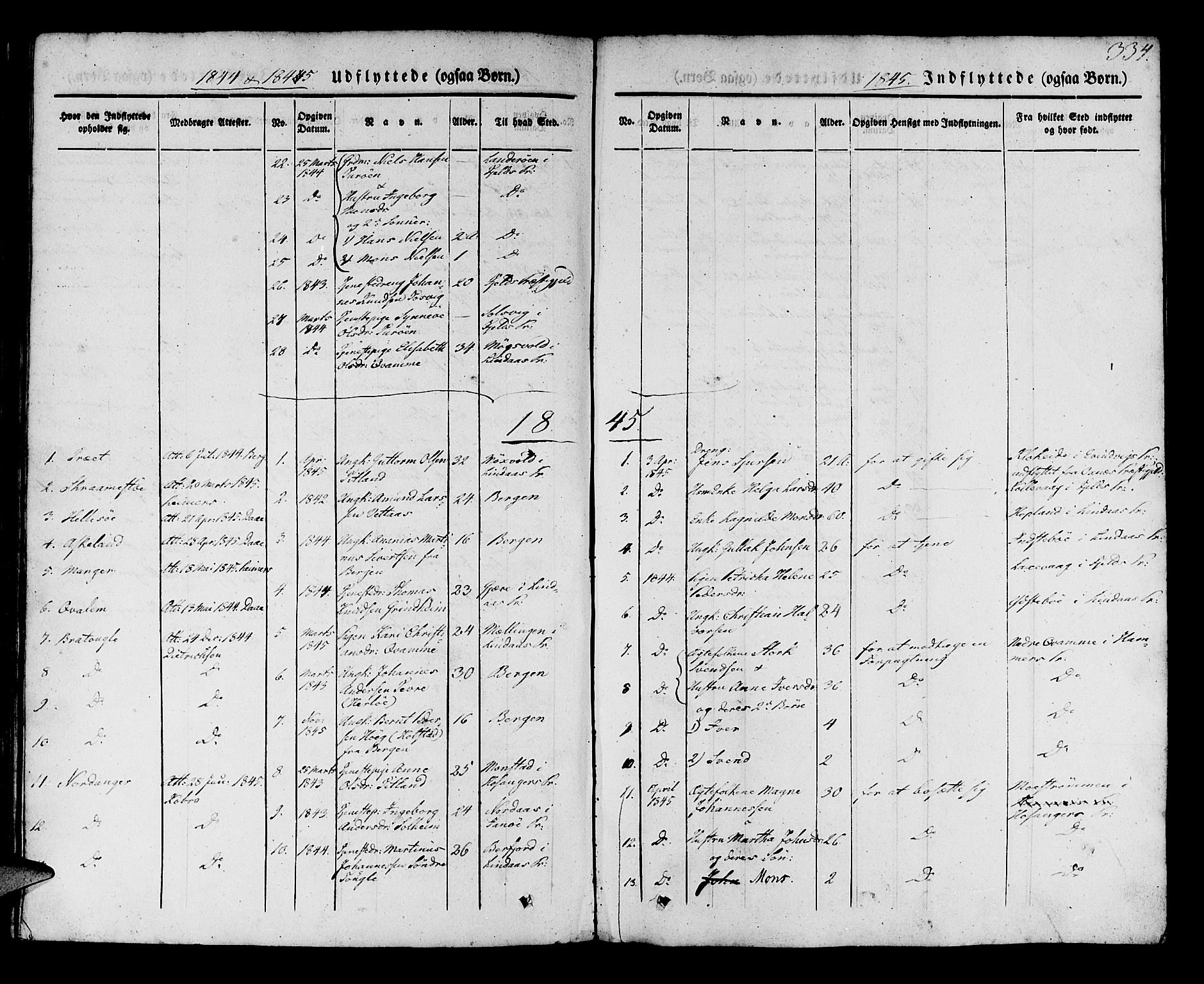 Manger sokneprestembete, SAB/A-76801/H/Haa: Parish register (official) no. A 5, 1839-1848, p. 334