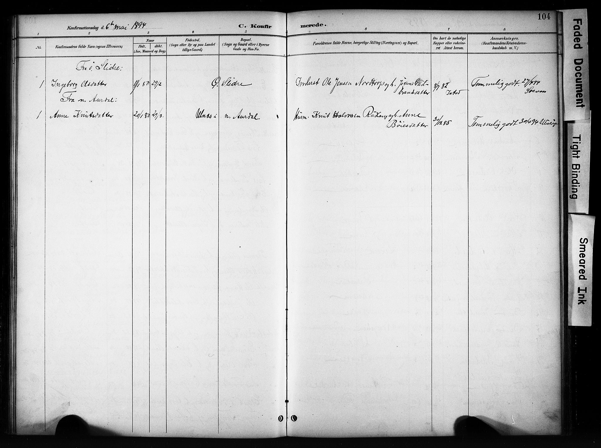 Vang prestekontor, Valdres, AV/SAH-PREST-140/H/Hb/L0006: Parish register (copy) no. 6, 1893-1918, p. 104