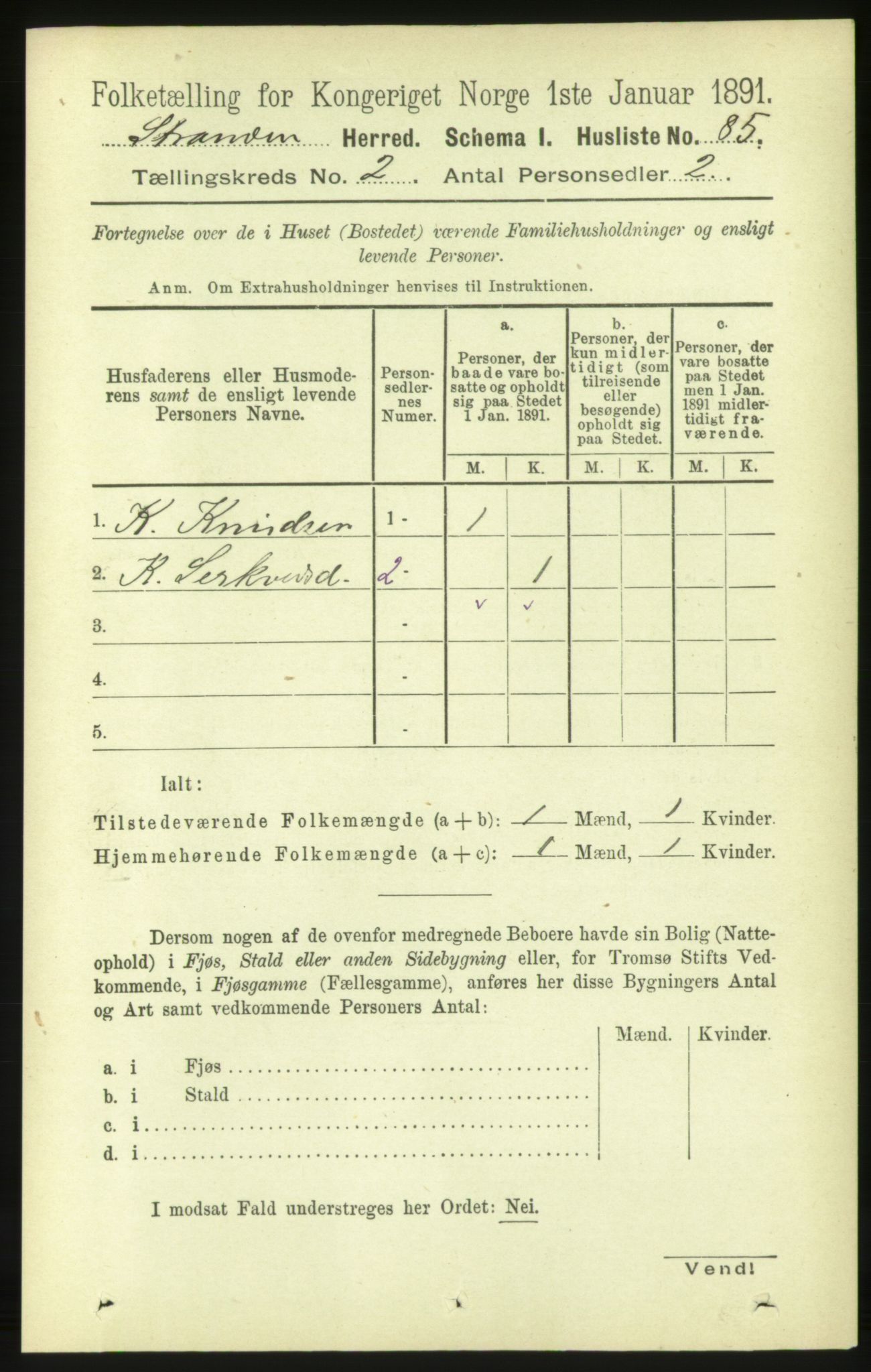 RA, 1891 census for 1525 Stranda, 1891, p. 281