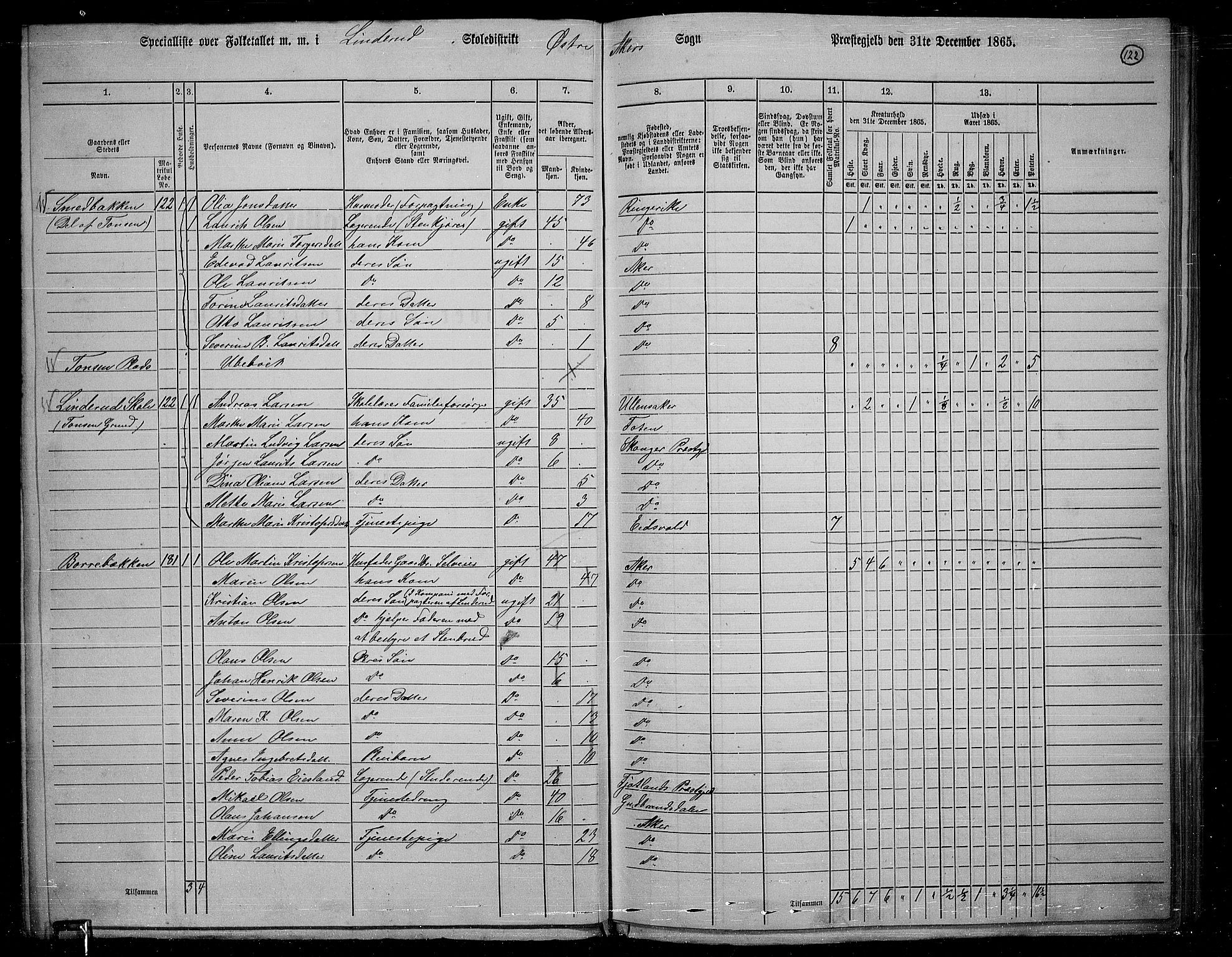 RA, 1865 census for Østre Aker, 1865, p. 116