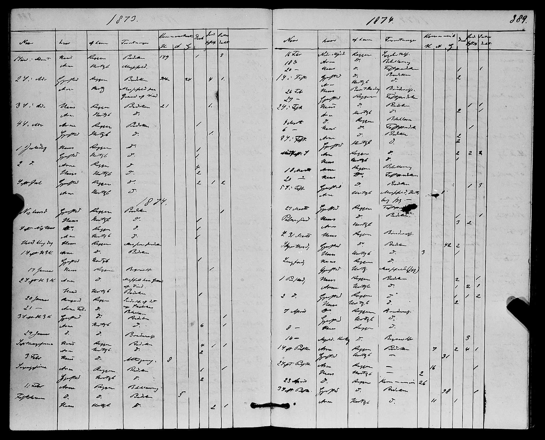 Haus sokneprestembete, SAB/A-75601/H/Haa: Parish register (official) no. A 18, 1871-1877, p. 389