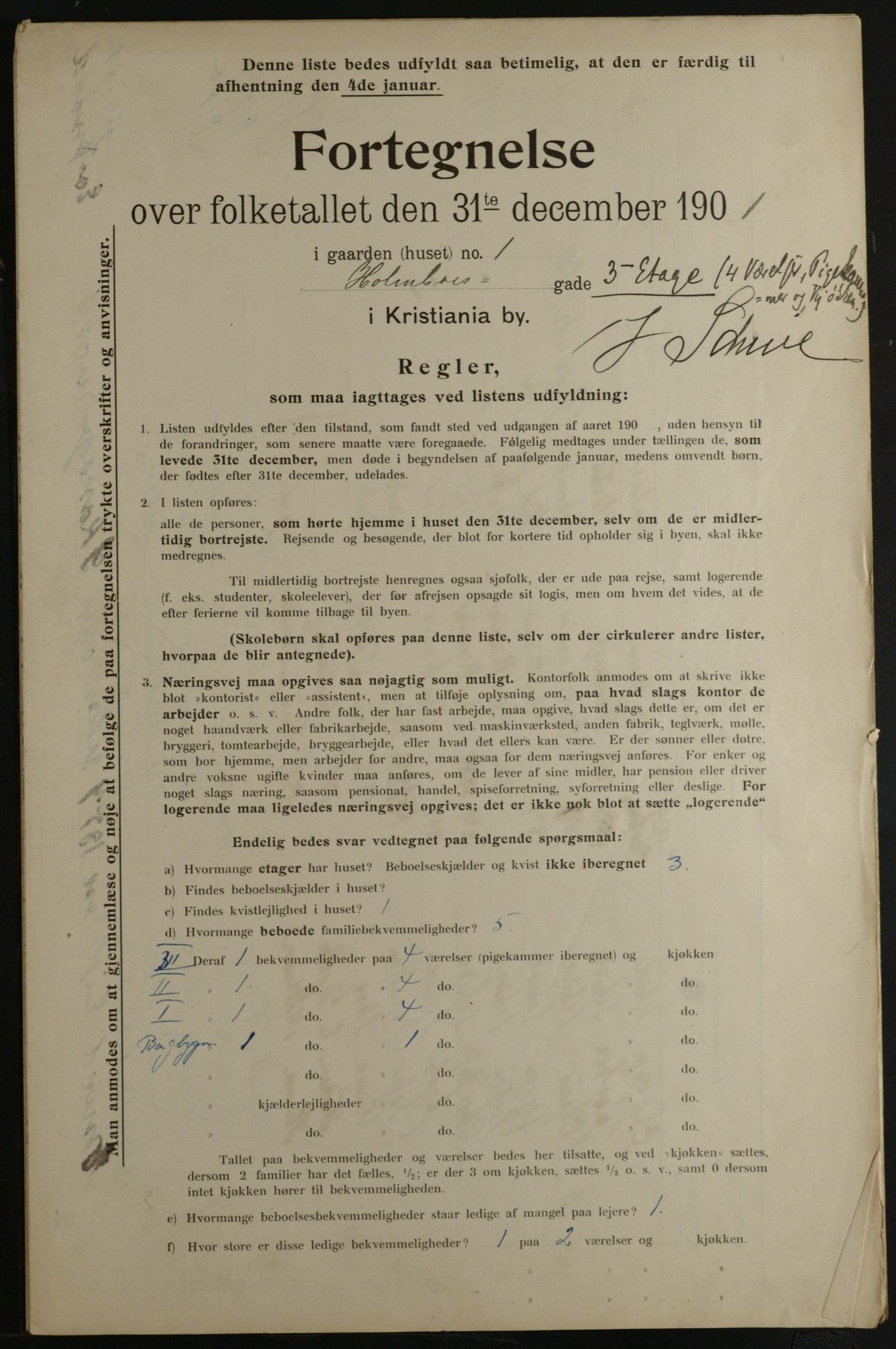 OBA, Municipal Census 1901 for Kristiania, 1901, p. 6433